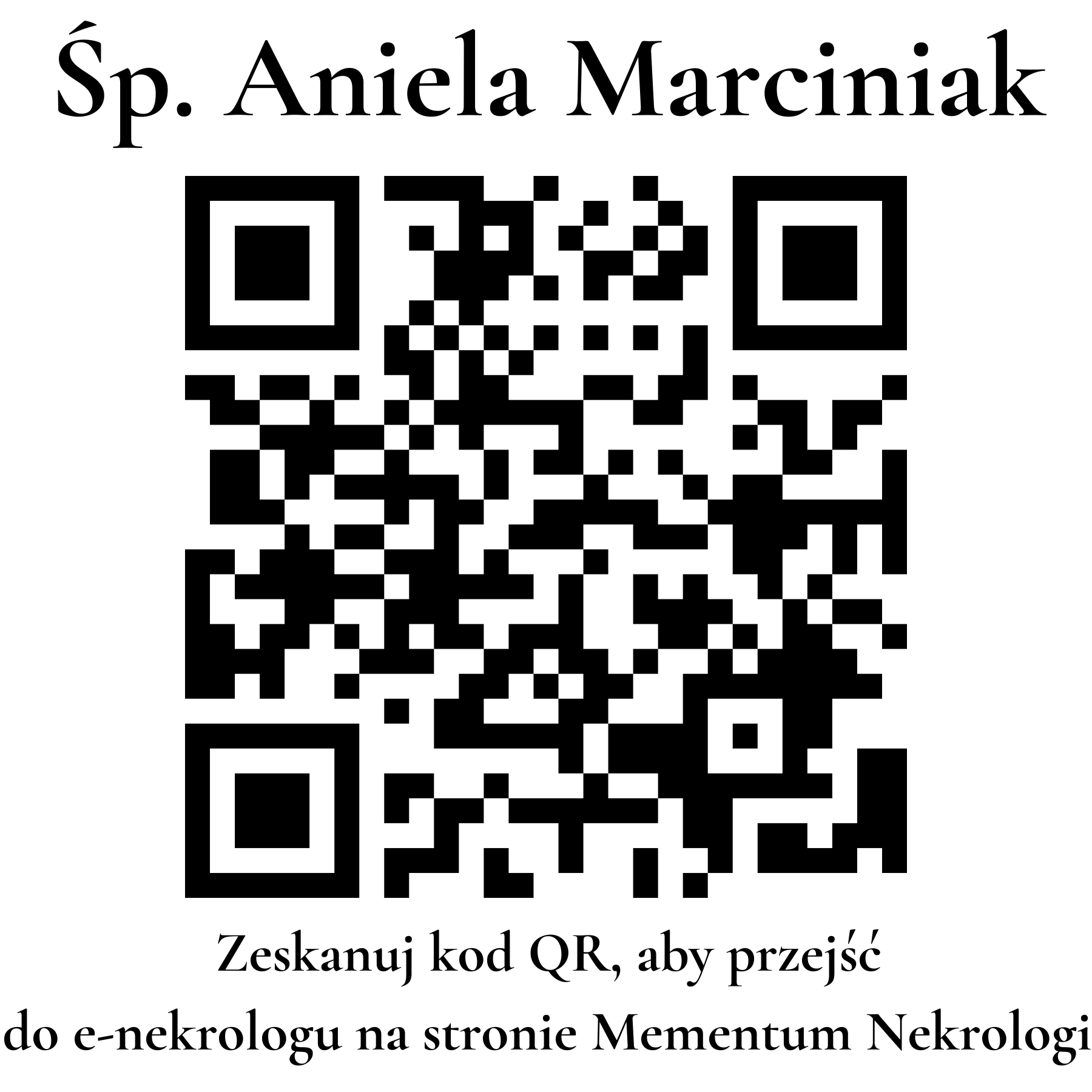 Kod QR do nekrologu Aniela Marciniak