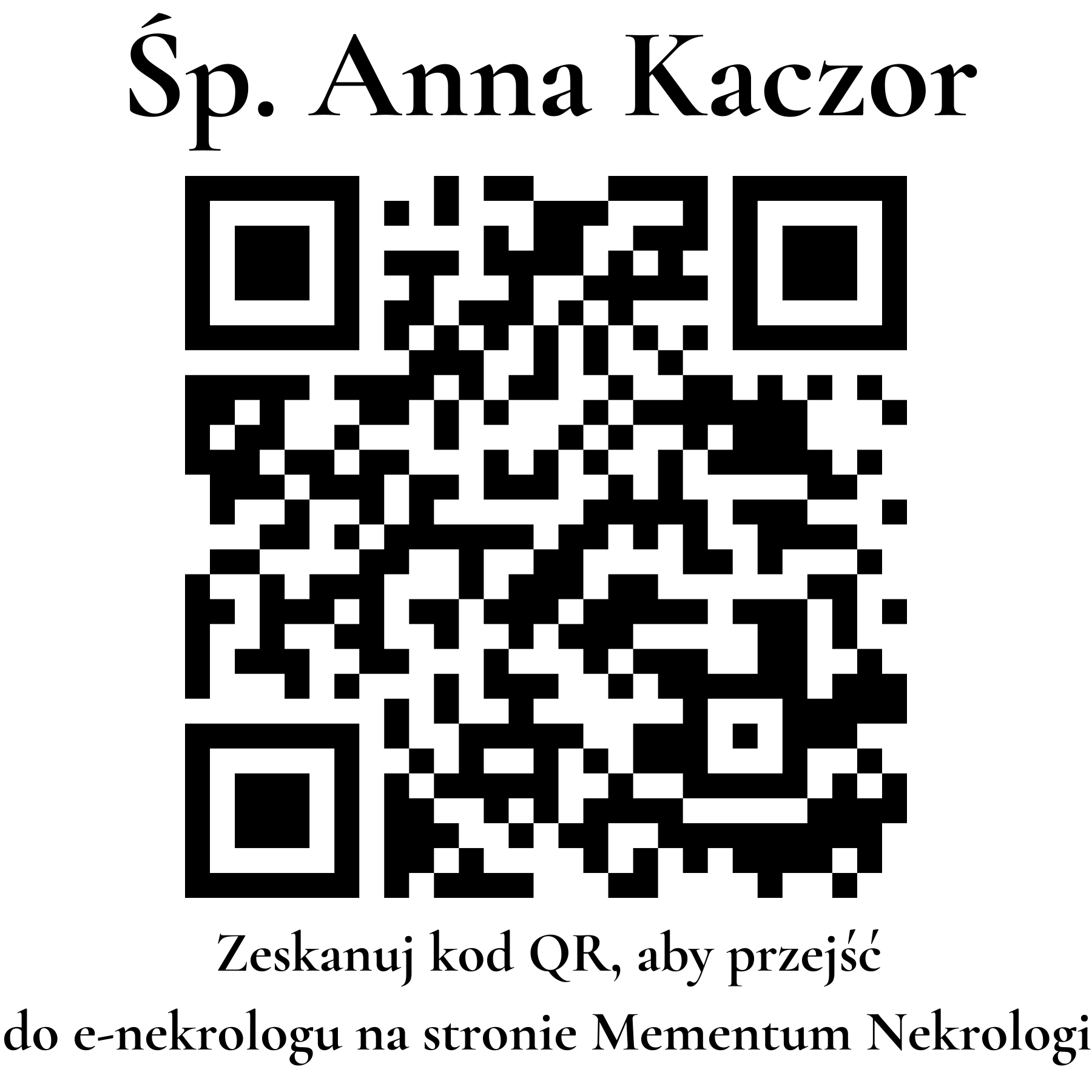 Kod QR do nekrologu Anna Kaczor Kod QR do nekrologu Anna Kaczor