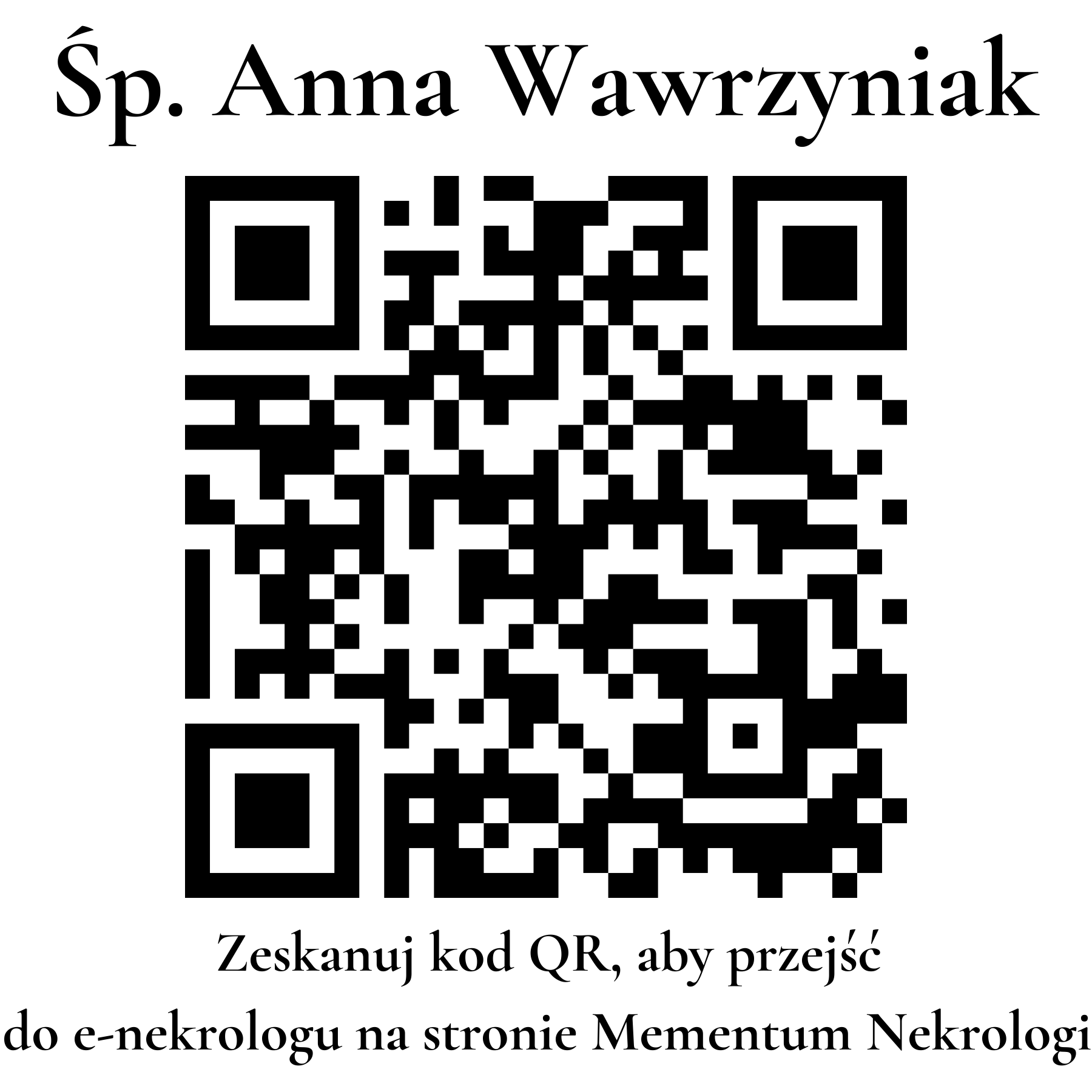 Kod QR do nekrologu Anna Wawrzyniak Kod QR do nekrologu Anna Wawrzyniak