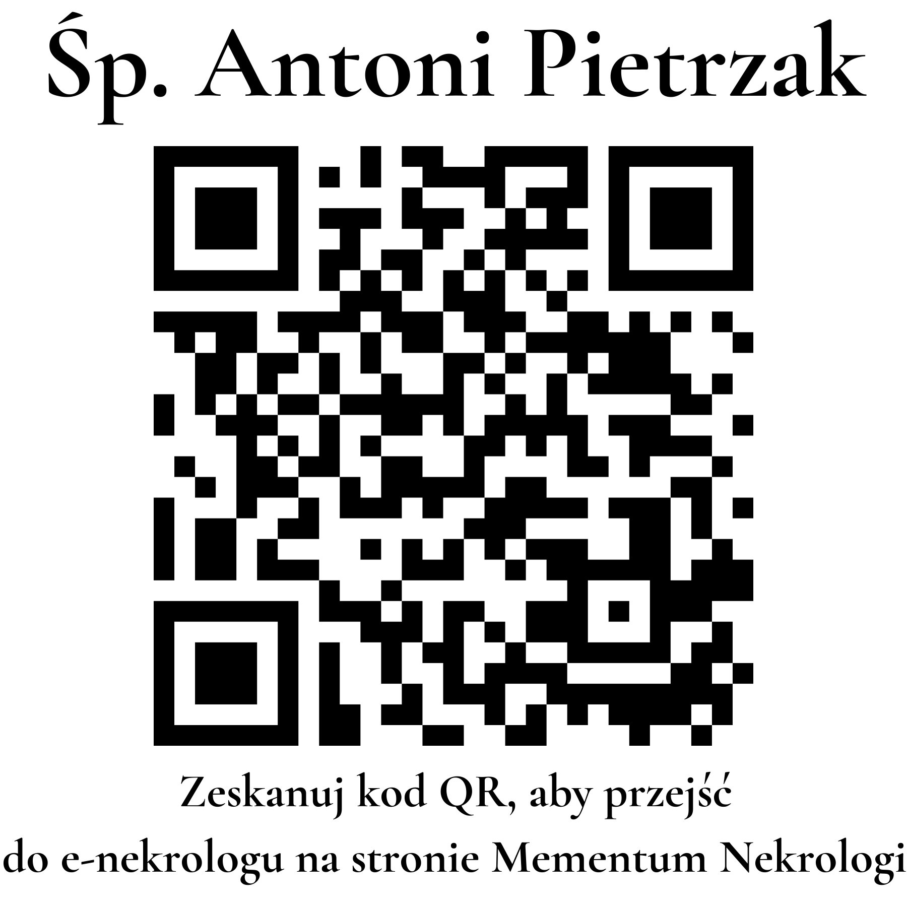 Kod QR do nekrologu Antoni Pietrzak Kod QR do nekrologu Antoni Pietrzak