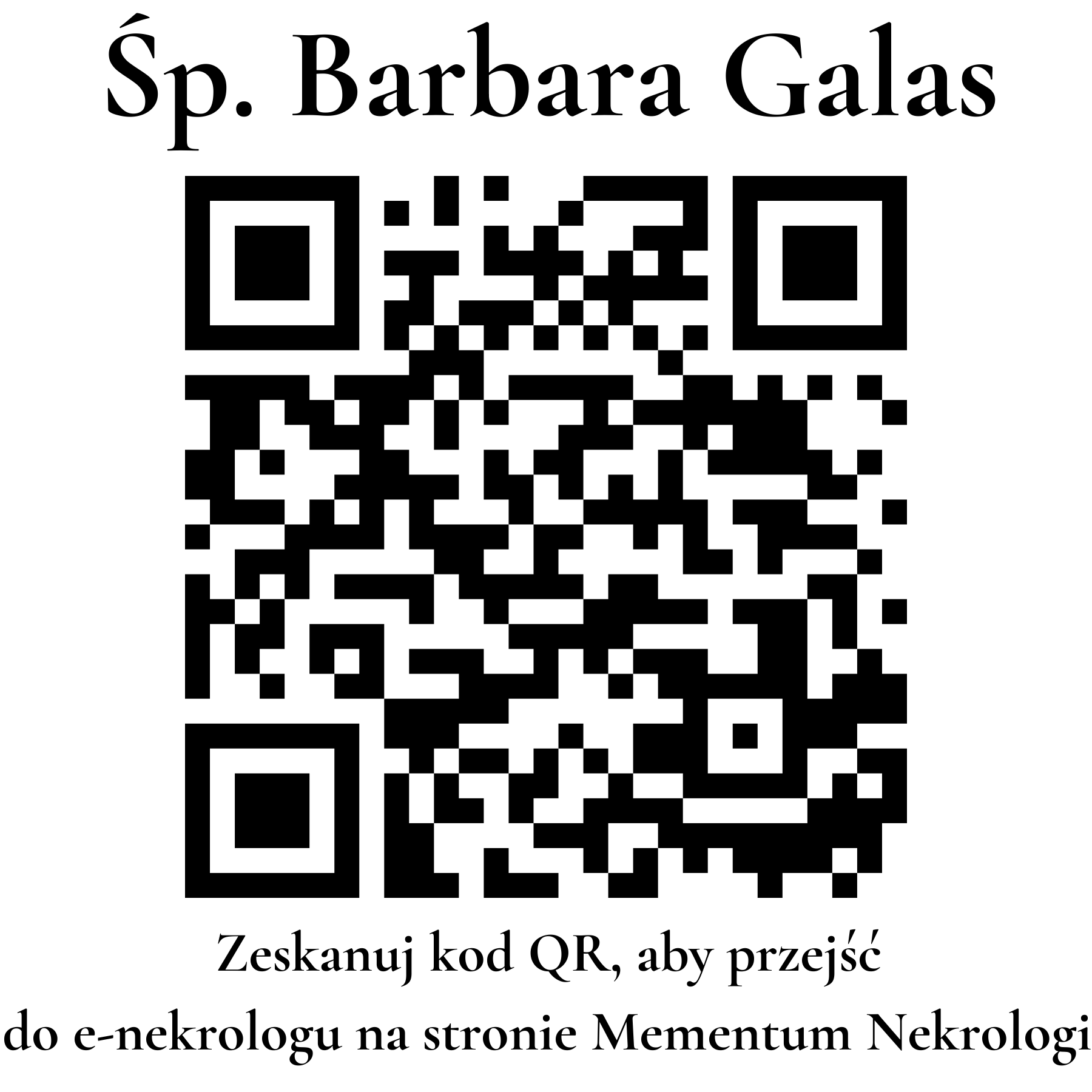 Kod QR do nekrologu Barbara Galas
