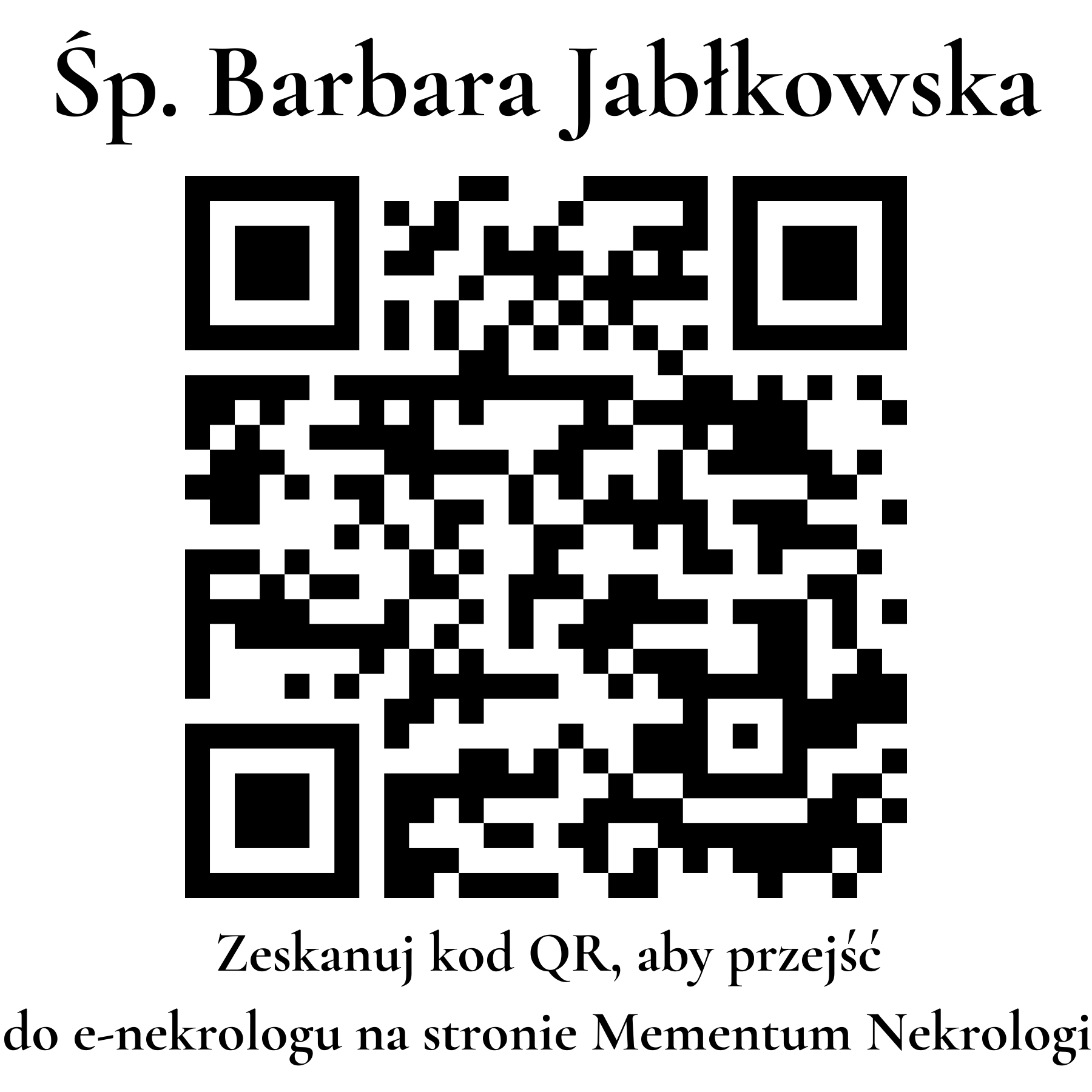 Kod QR do nekrologu Barbara Jabłkowska