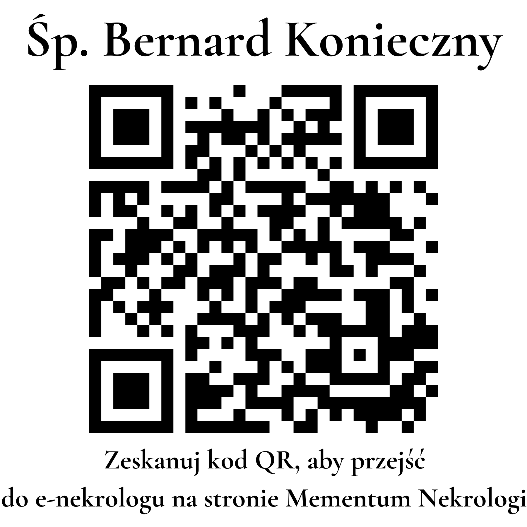 Kod QR do nekrologu Bernard Konieczny Kod QR do nekrologu Bernard Konieczny