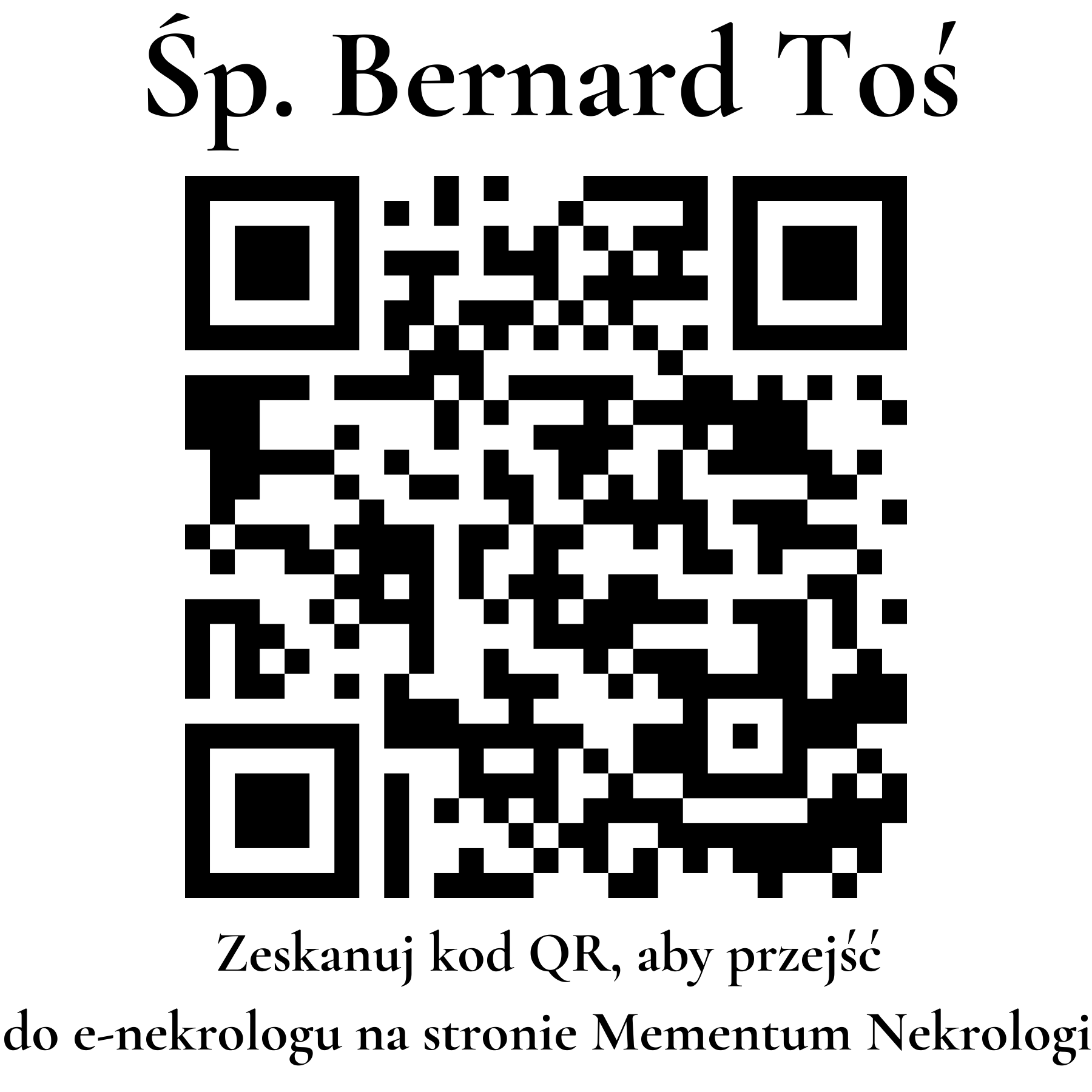 Kod QR do nekrologu Bernard Toś Kod QR do nekrologu Bernard Toś