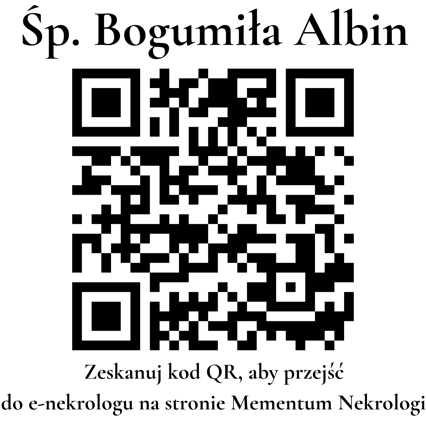 Kod QR do nekrologu Bogumiła Albin