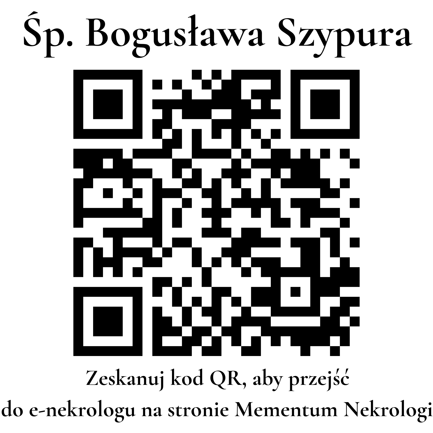 Kod QR do nekrologu Bogusława Szypura Kod QR do nekrologu Bogusława Szypura
