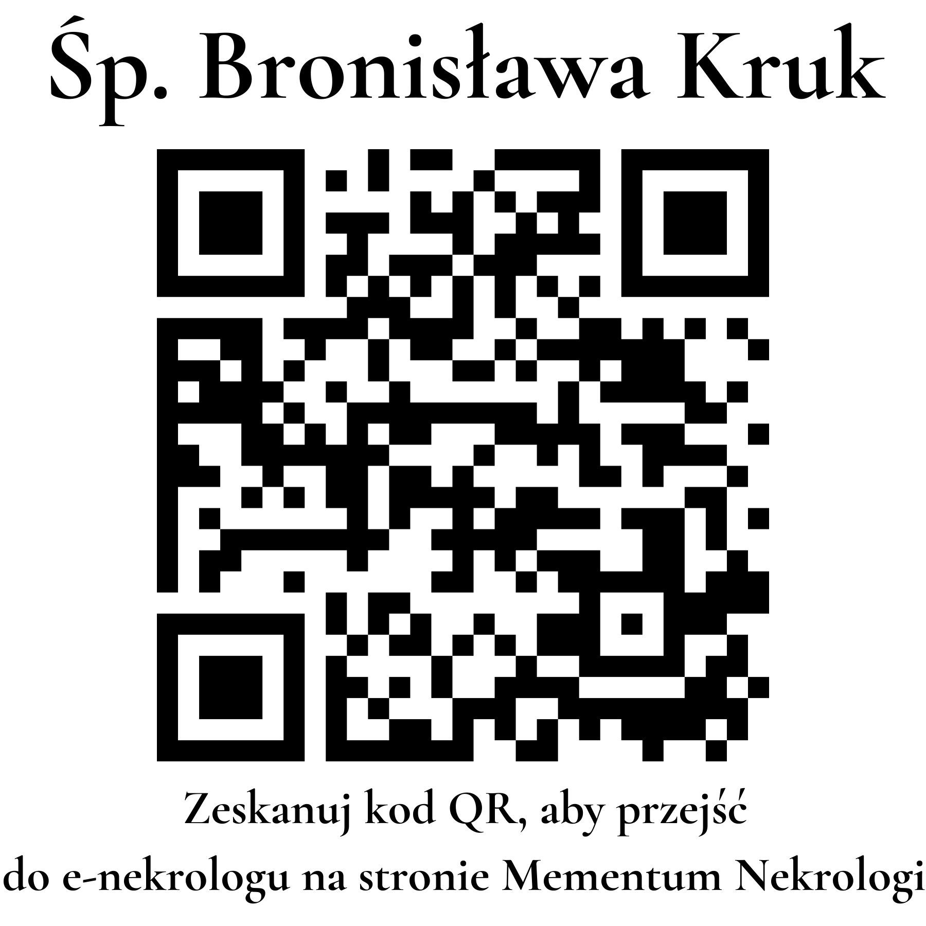 Kod QR do nekrologu Bronisława Kruk