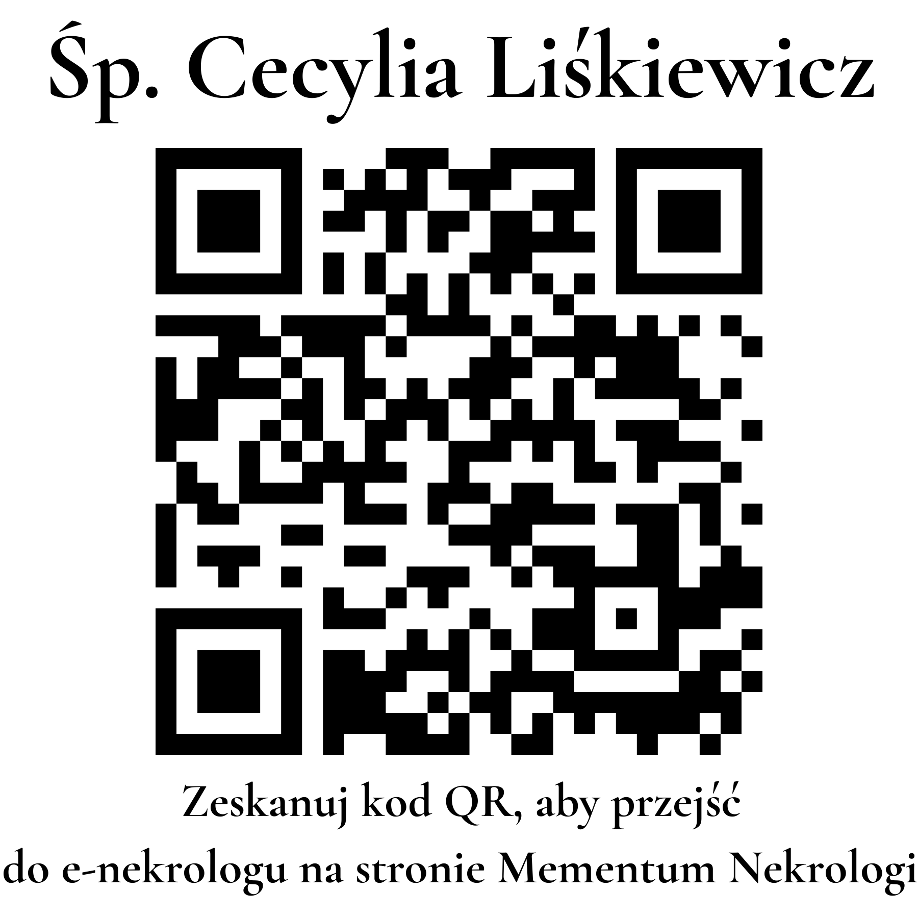 Kod QR do nekrologu Cecylia Liśkiewicz
