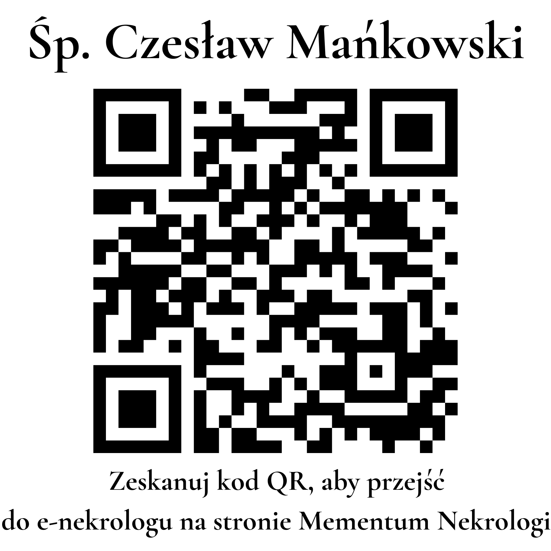 Kod QR do nekrologu Czesław Mańkowski