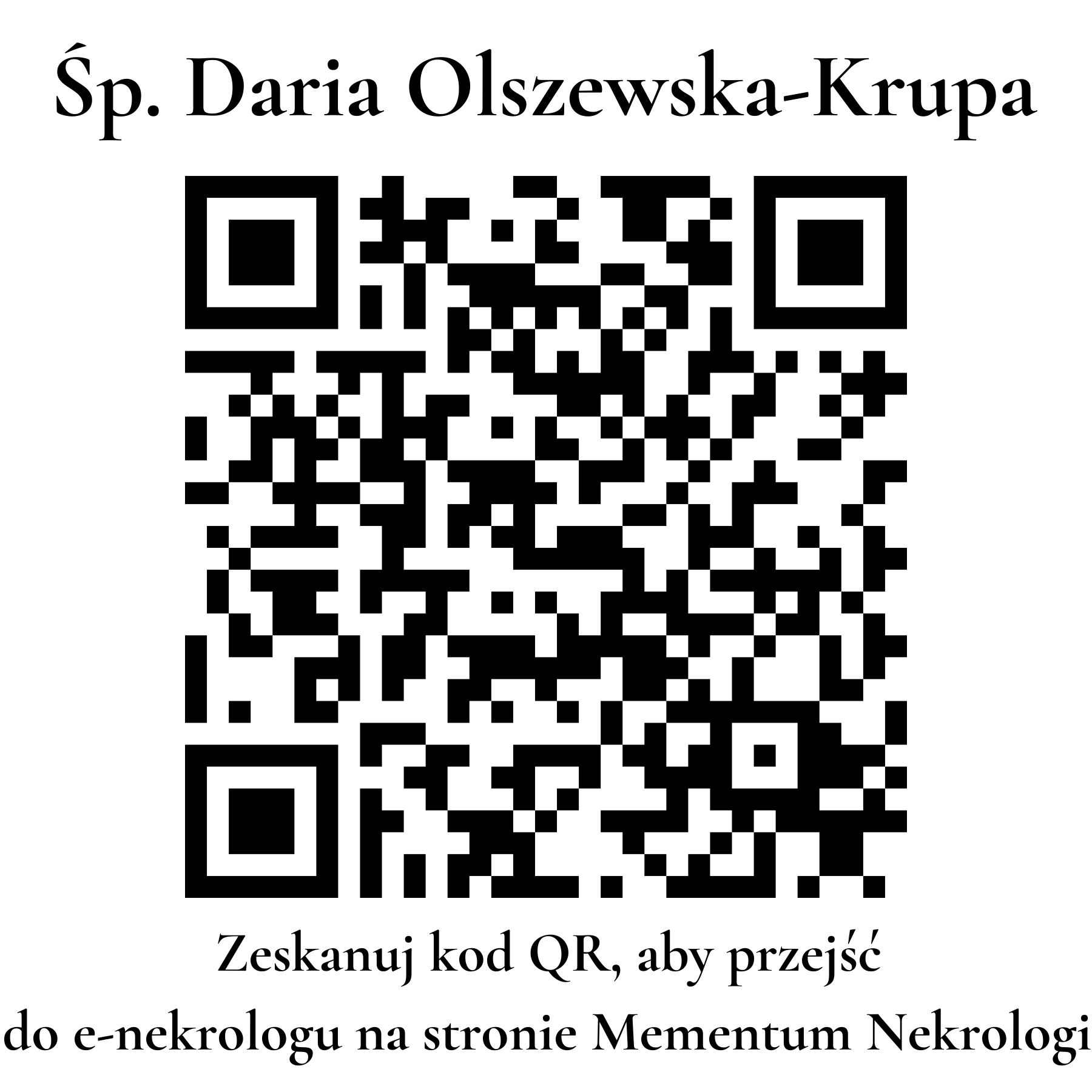 Kod QR do nekrologu Daria Olszewska-Krupa