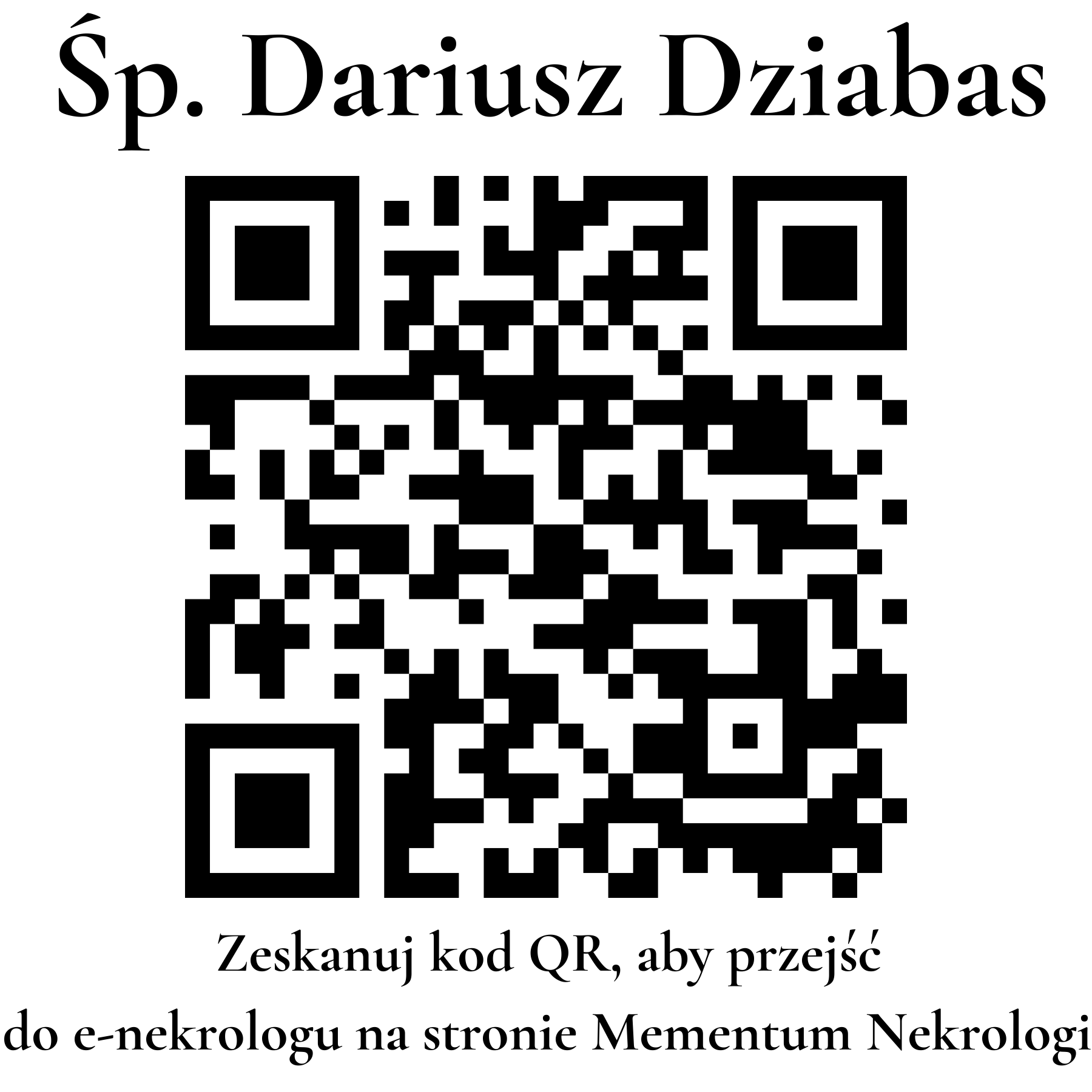Kod QR do nekrologu Dariusz Dziabas