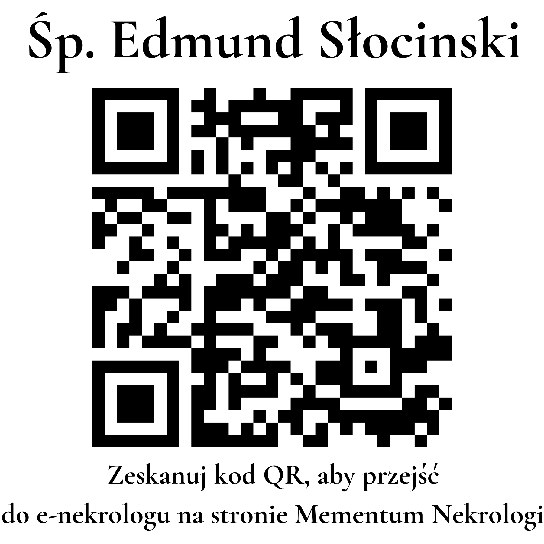 Kod QR do nekrologu Edmund Słocinski Kod QR do nekrologu Edmund Słocinski