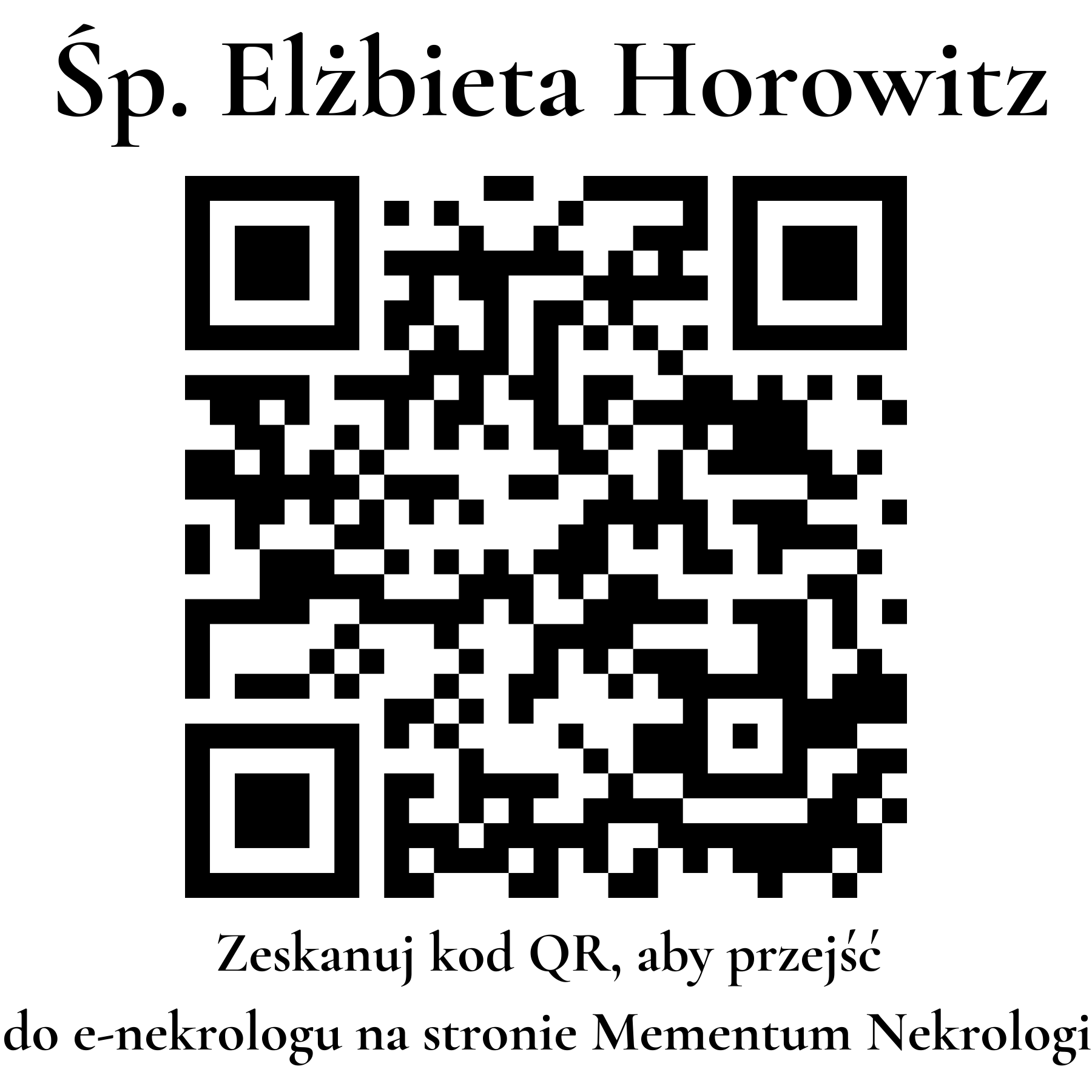 Kod QR do nekrologu Elżbieta Horowitz