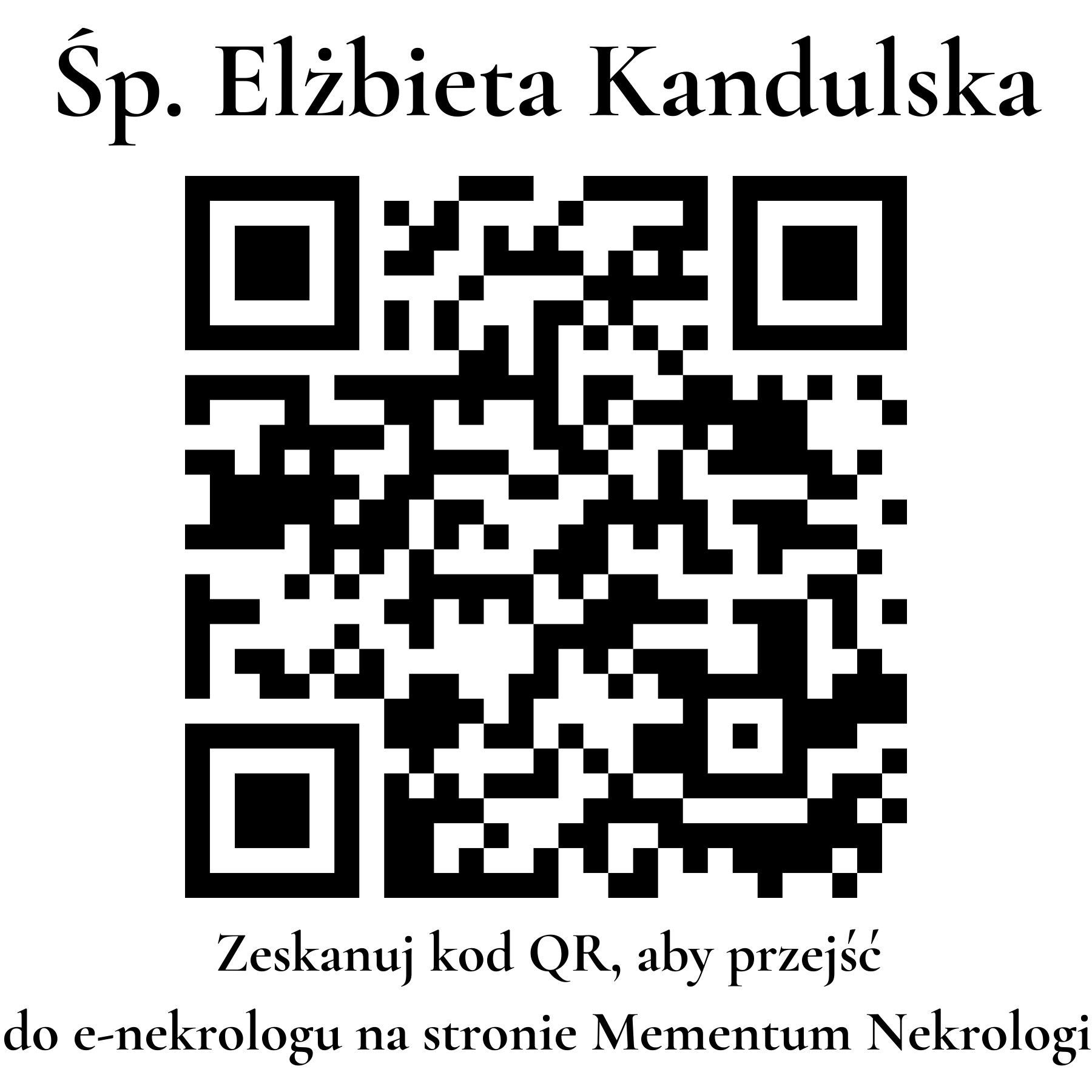 Kod QR do nekrologu Elżbieta Kandulska
