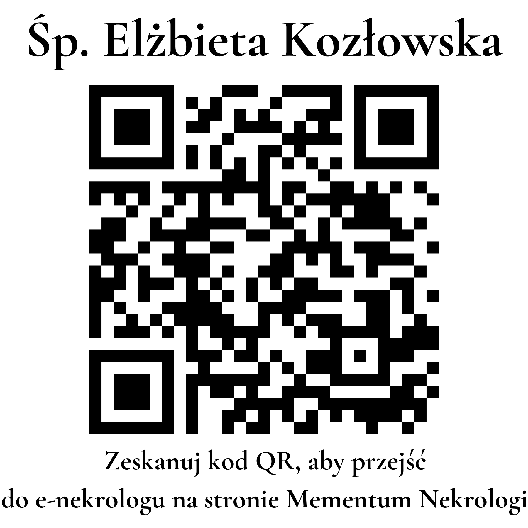Kod QR do nekrologu Elżbieta Kozłowska