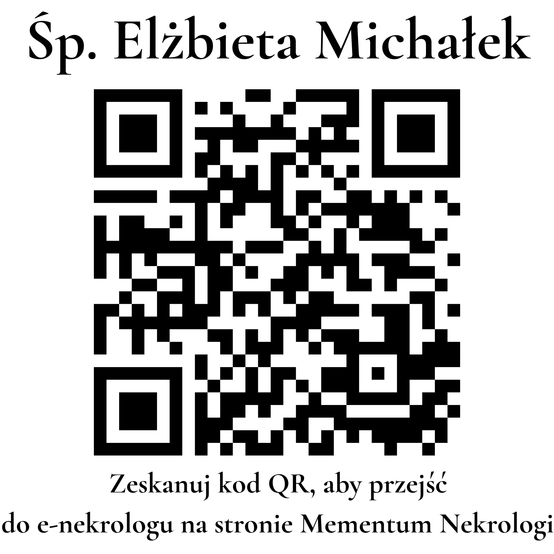 Kod QR do nekrologu Elżbieta Michałek