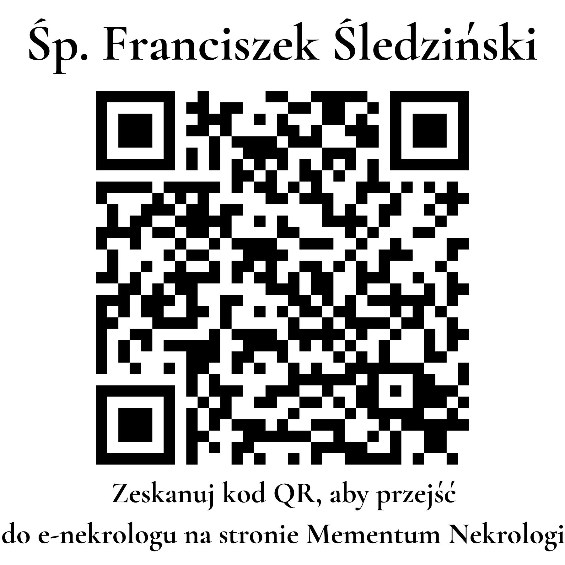 Kod QR do nekrologu Franciszek Śledziński