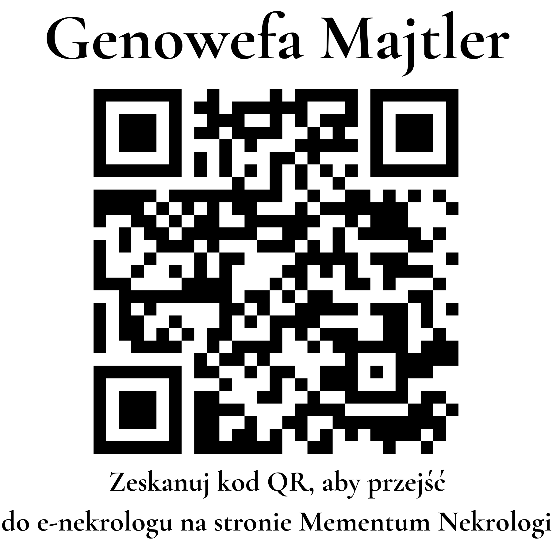 Kod QR do nekrologu Genowefa Majtler Kod QR do nekrologu Genowefa Majtler