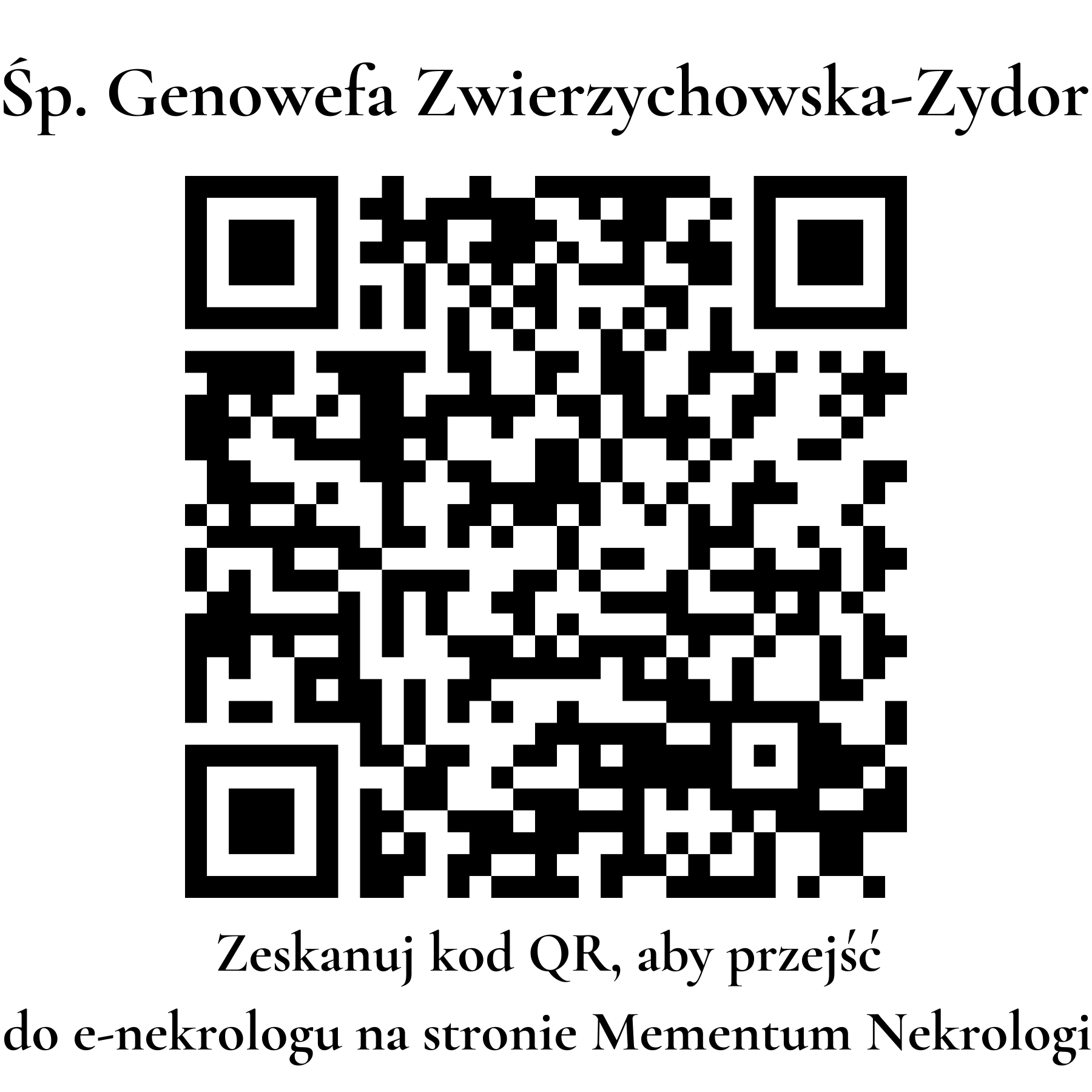 Kod QR do nekrologu Genowefa Zwierzychowska-Zydor