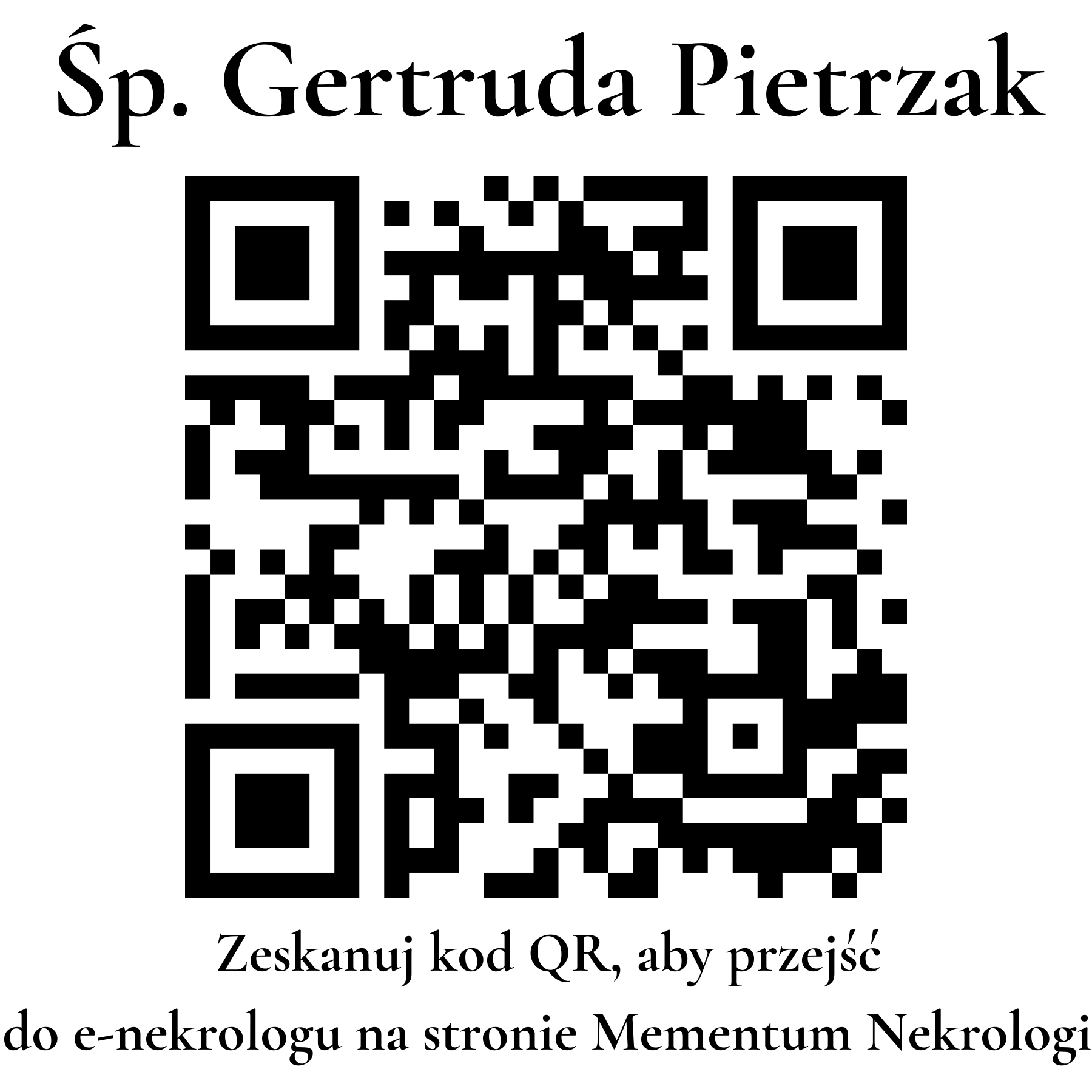 Kod QR do nekrologu Gertruda Pietrzak