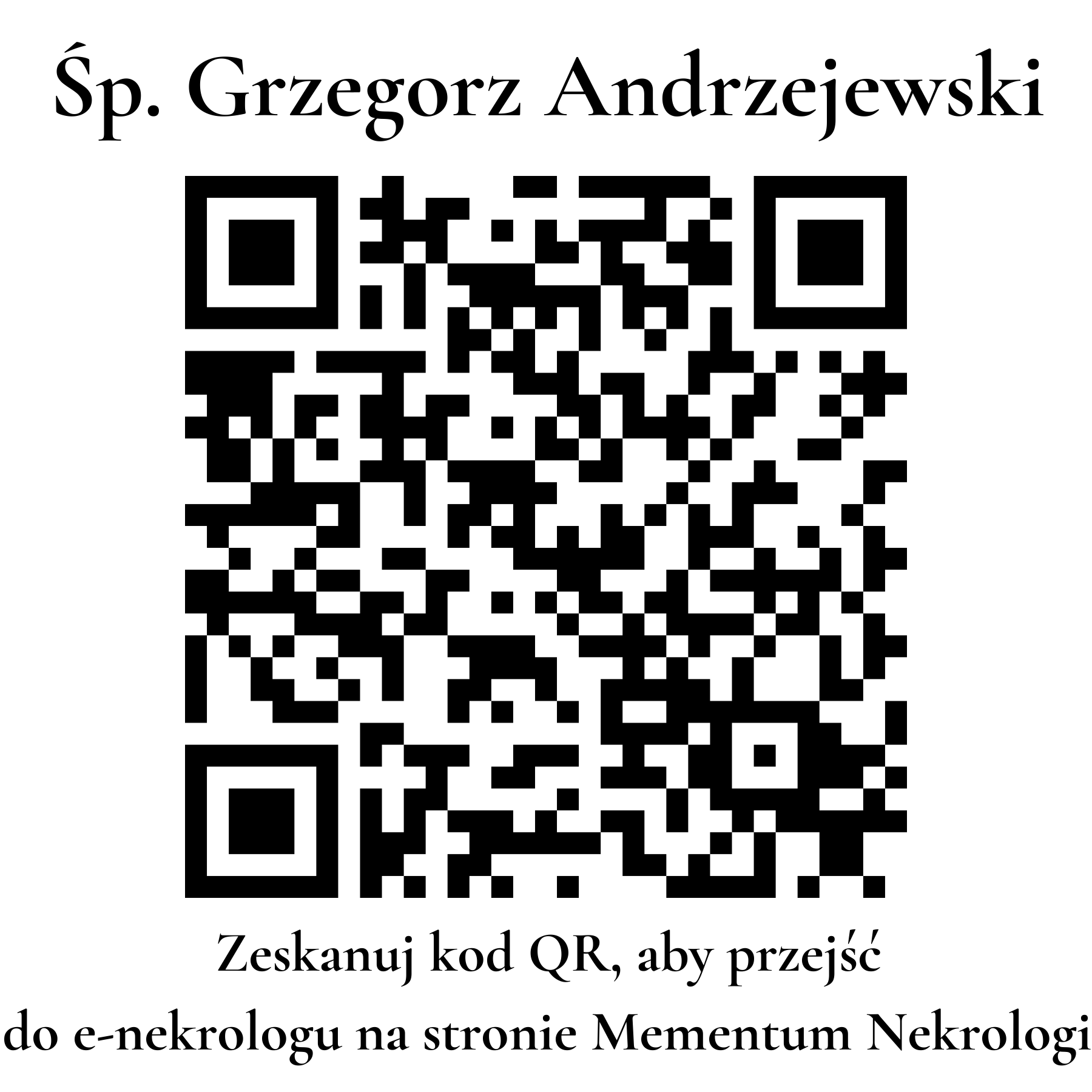 Kod QR do nekrologu Grzegorz Andrzejewski