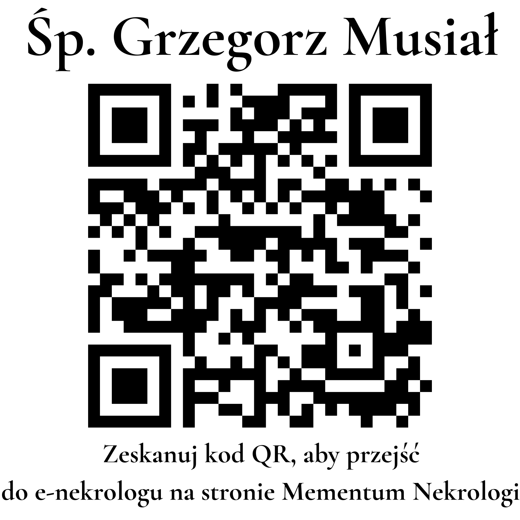 Kod QR do nekrologu Grzegorz Musiał Kod QR do nekrologu Grzegorz Musiał