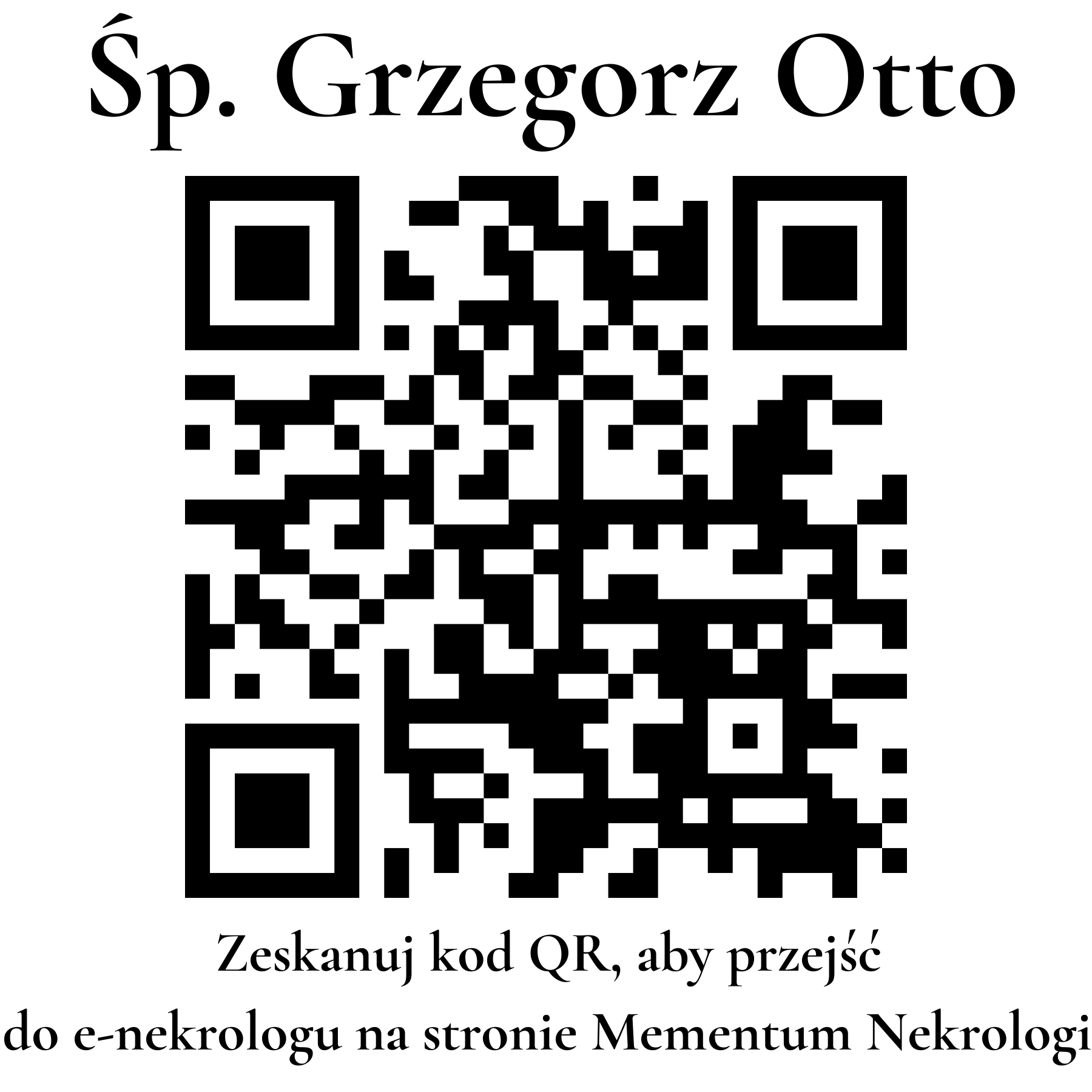 Kod QR do nekrologu Grzegorz Otto