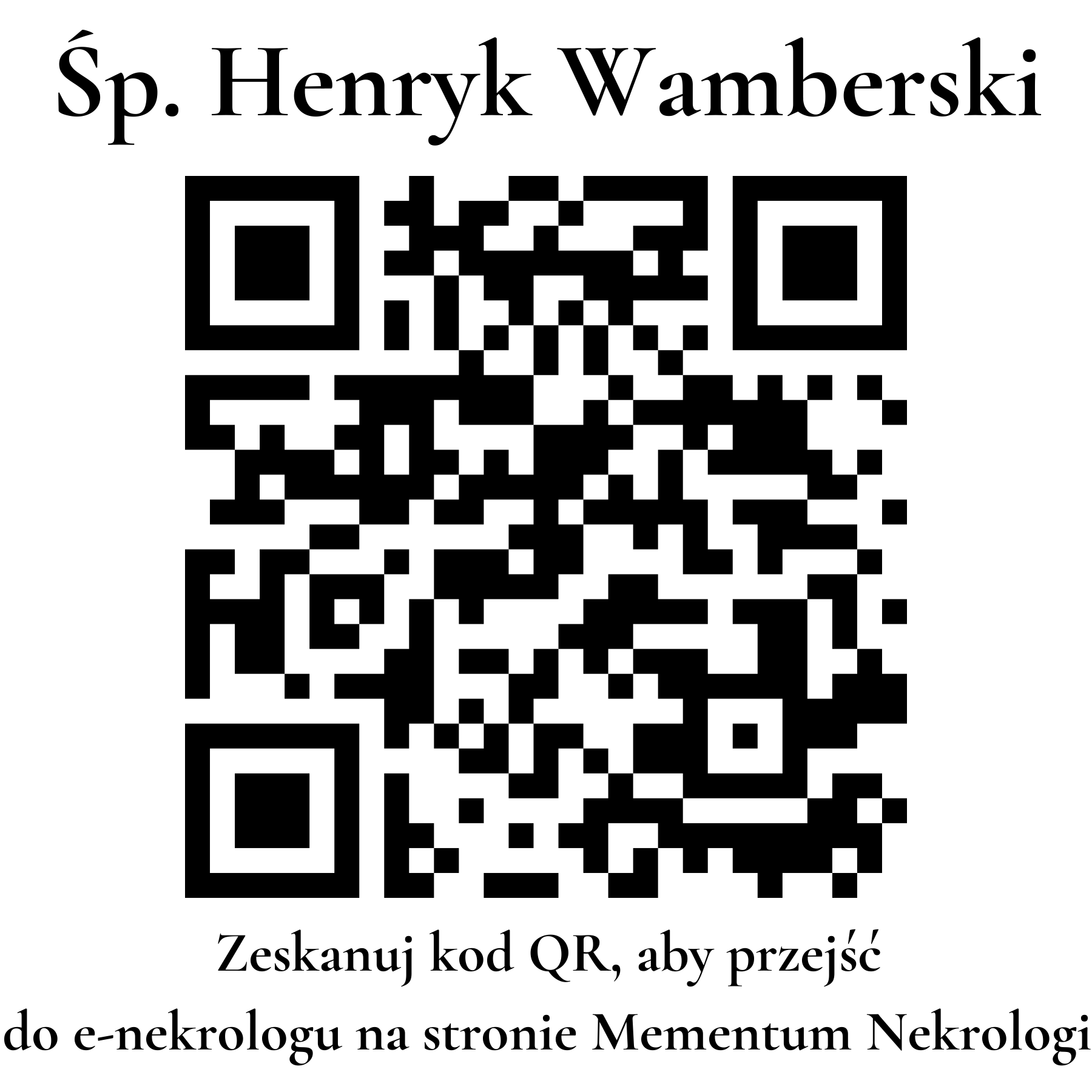 Kod QR do nekrologu Henryk Wamberski Kod QR do nekrologu Henryk Wamberski