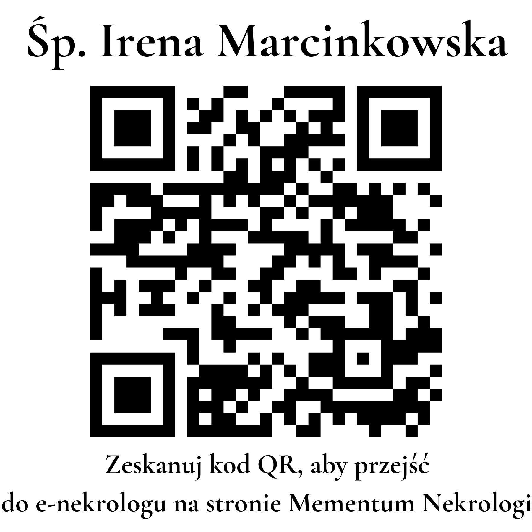 Kod QR do nekrologu Irena Marcinkowska