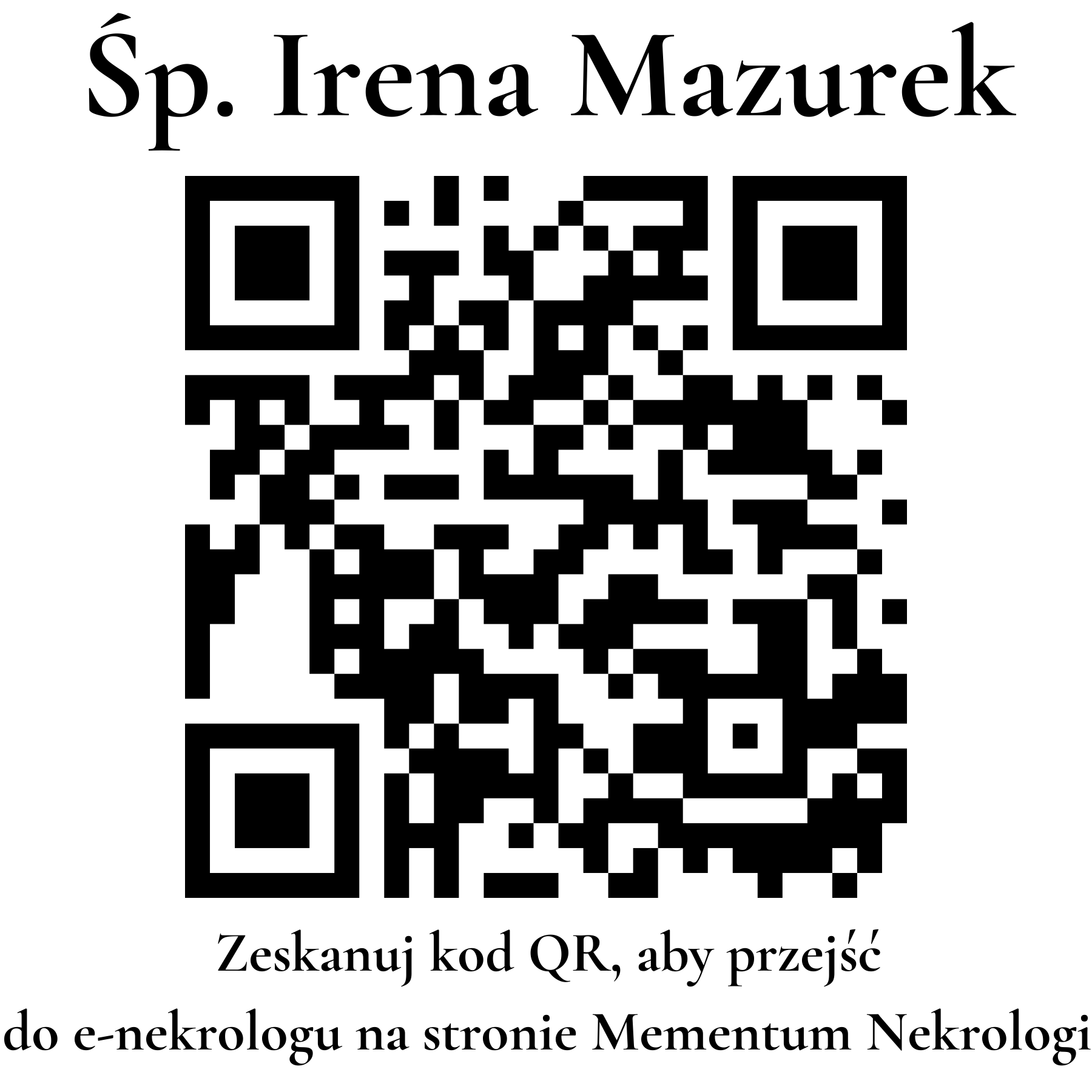 Kod QR do nekrologu Irena Mazurek