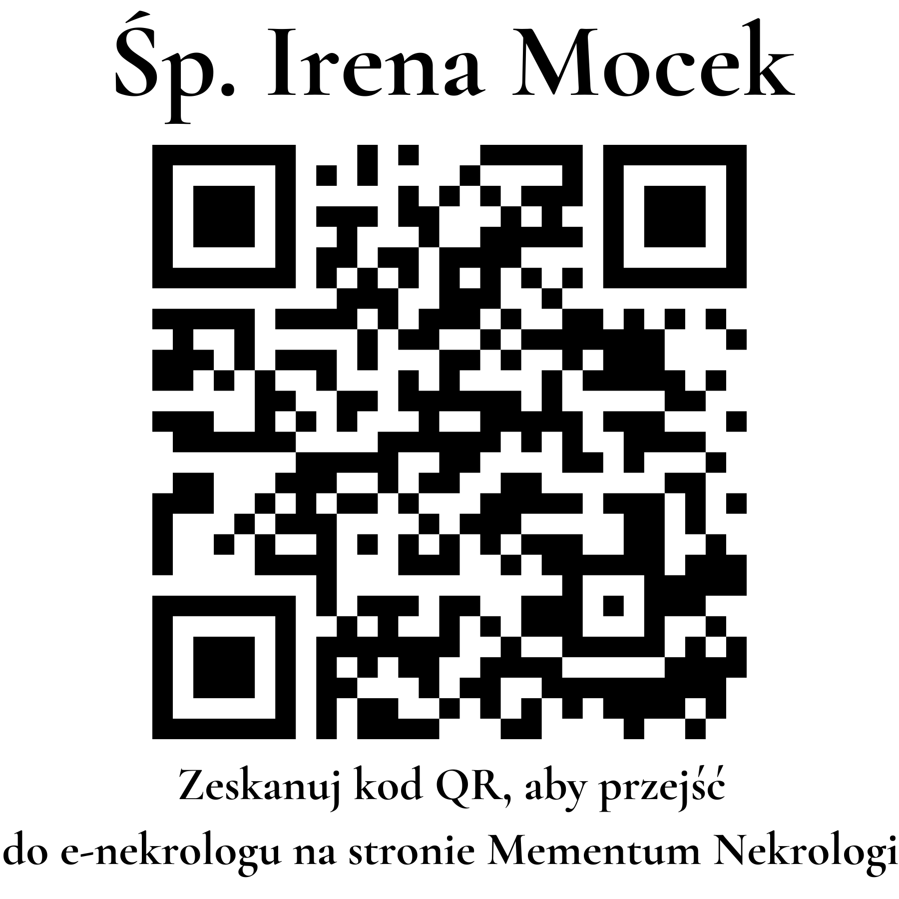Kod QR do nekrologu Irena Mocek