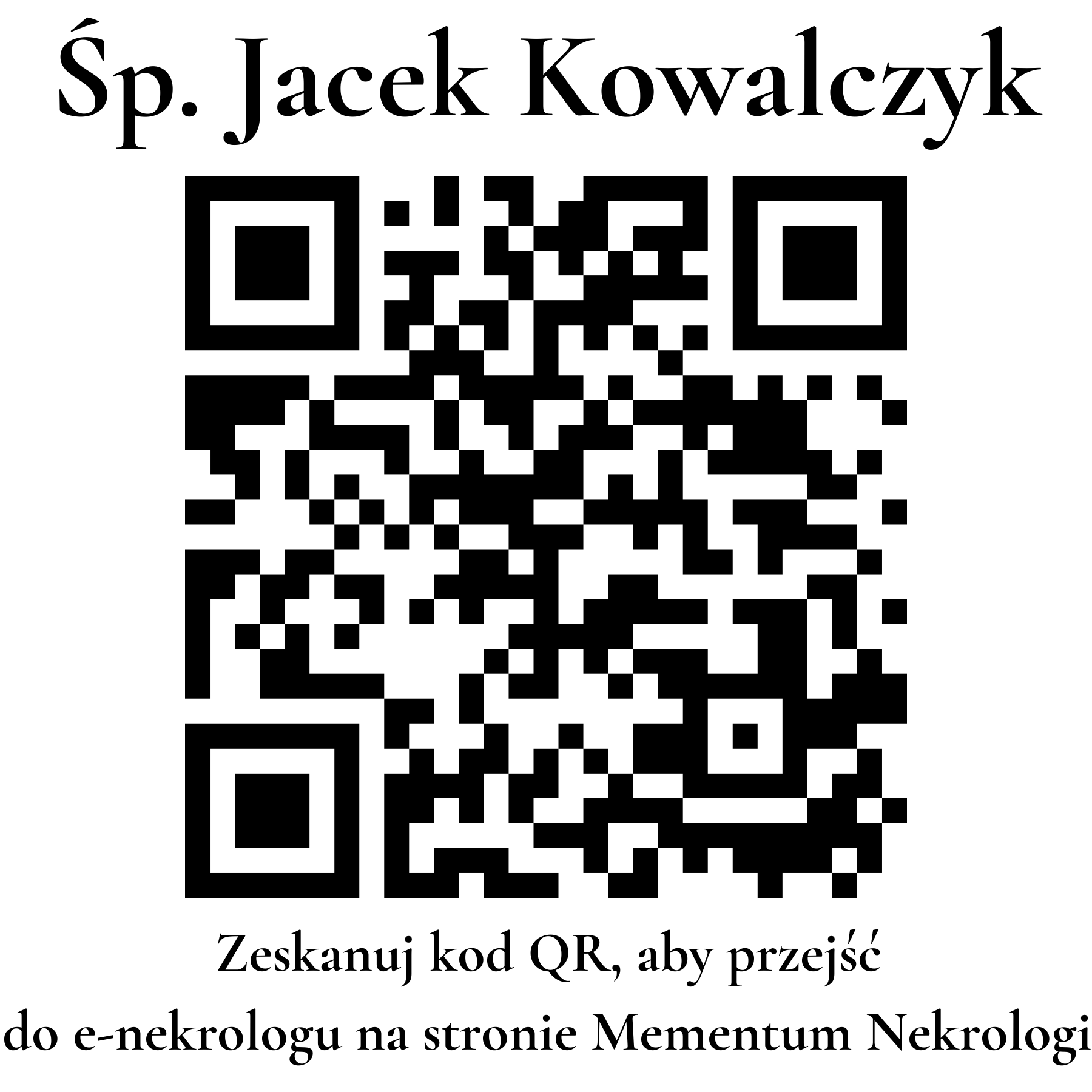 Kod QR do nekrologu Jacek Kowalczyk