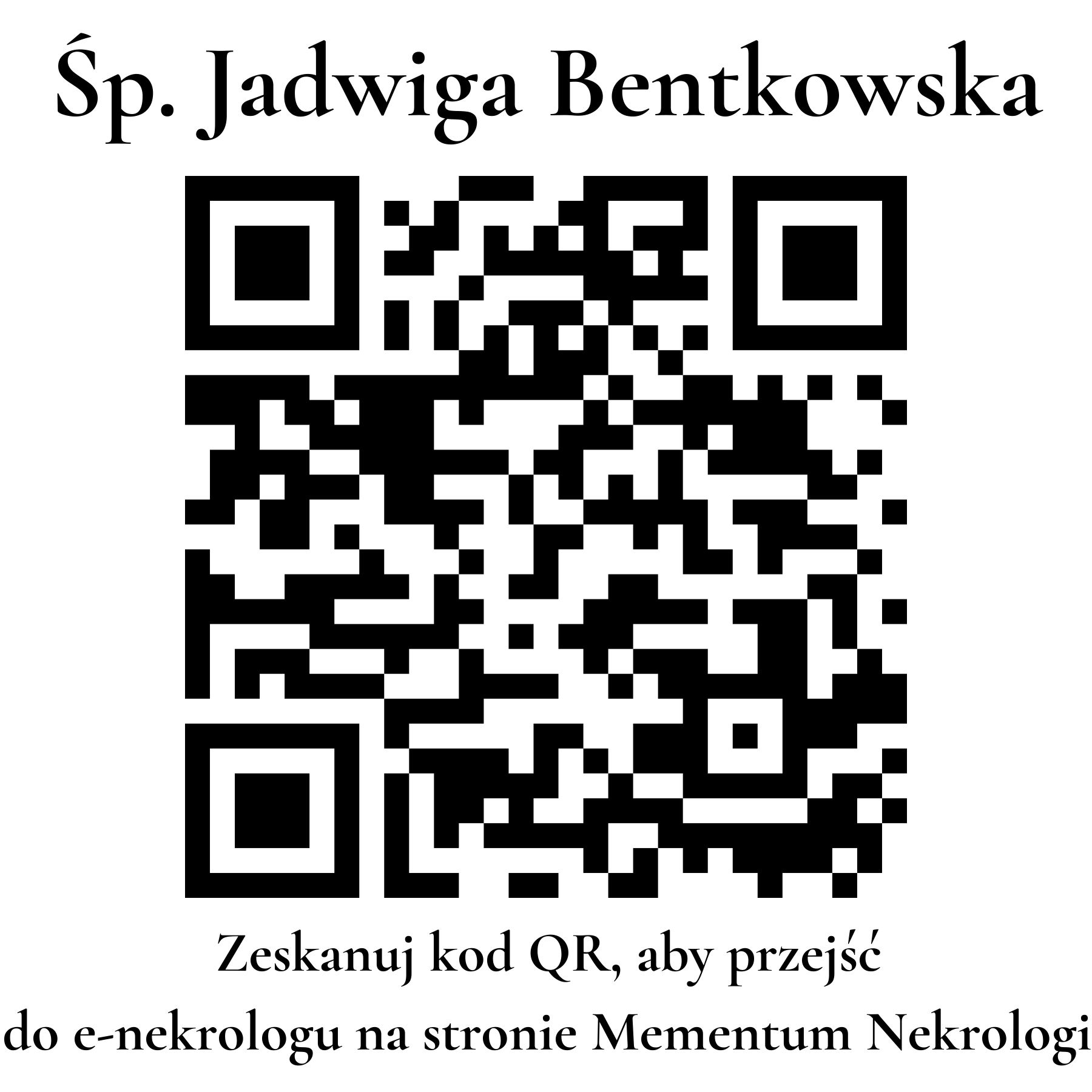 Kod QR do nekrologu Jadwiga Bentkowska Kod QR do nekrologu Jadwiga Bentkowska