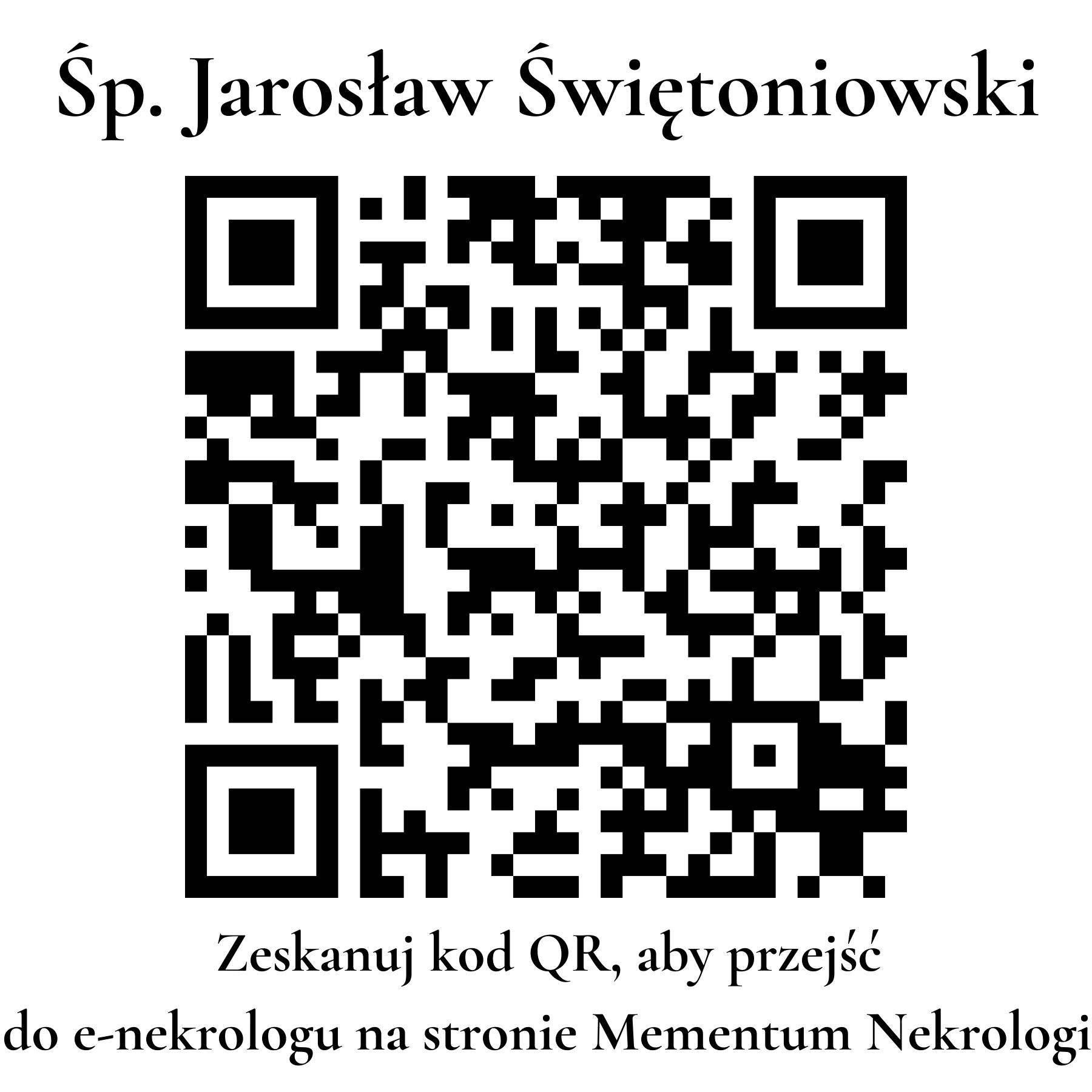 Kod QR do nekrologu Jarosław Świętoniowski Kod QR do nekrologu Jarosław Świętoniowski