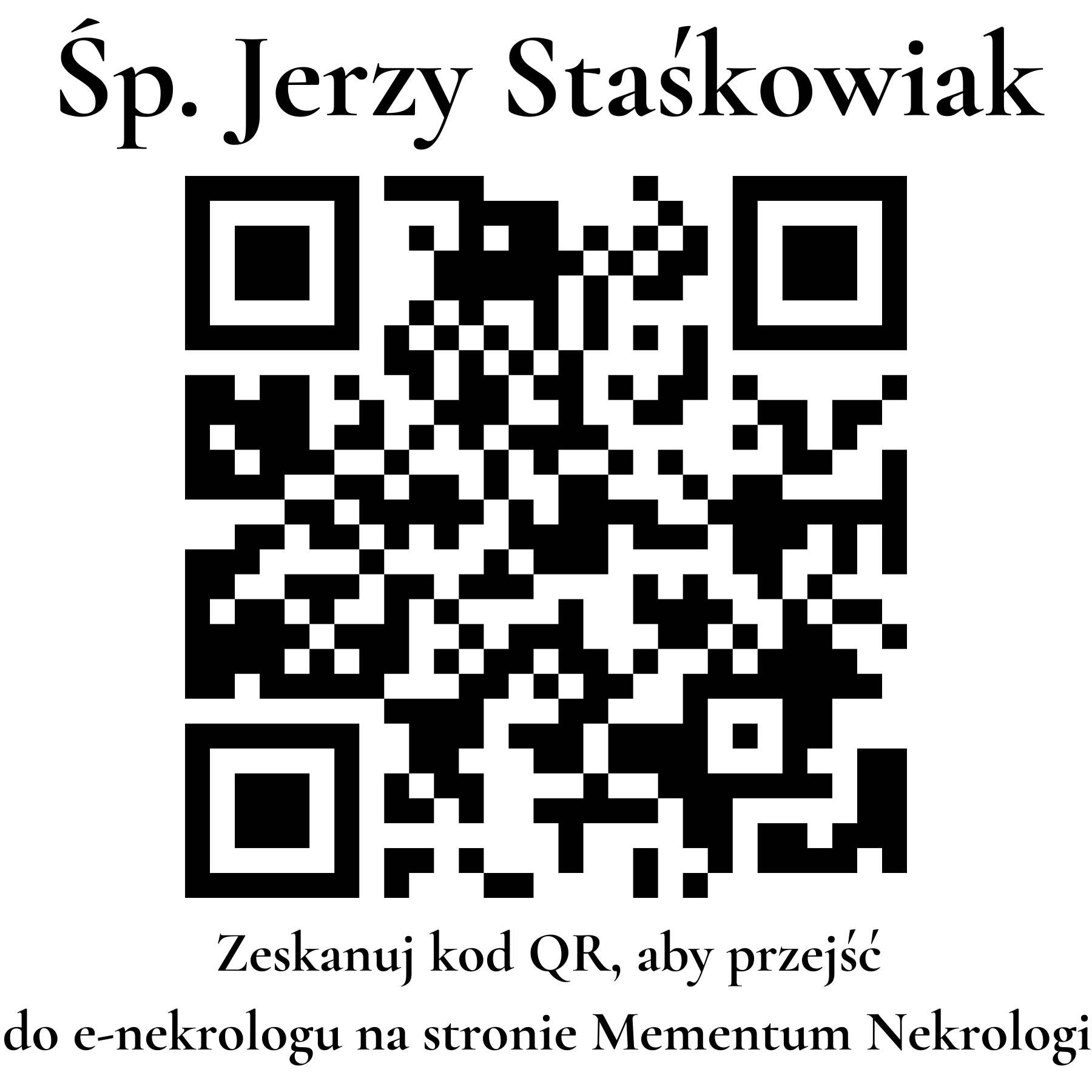 Kod QR do nekrologu Jerzy Staśkowiak Kod QR do nekrologu Jerzy Staśkowiak