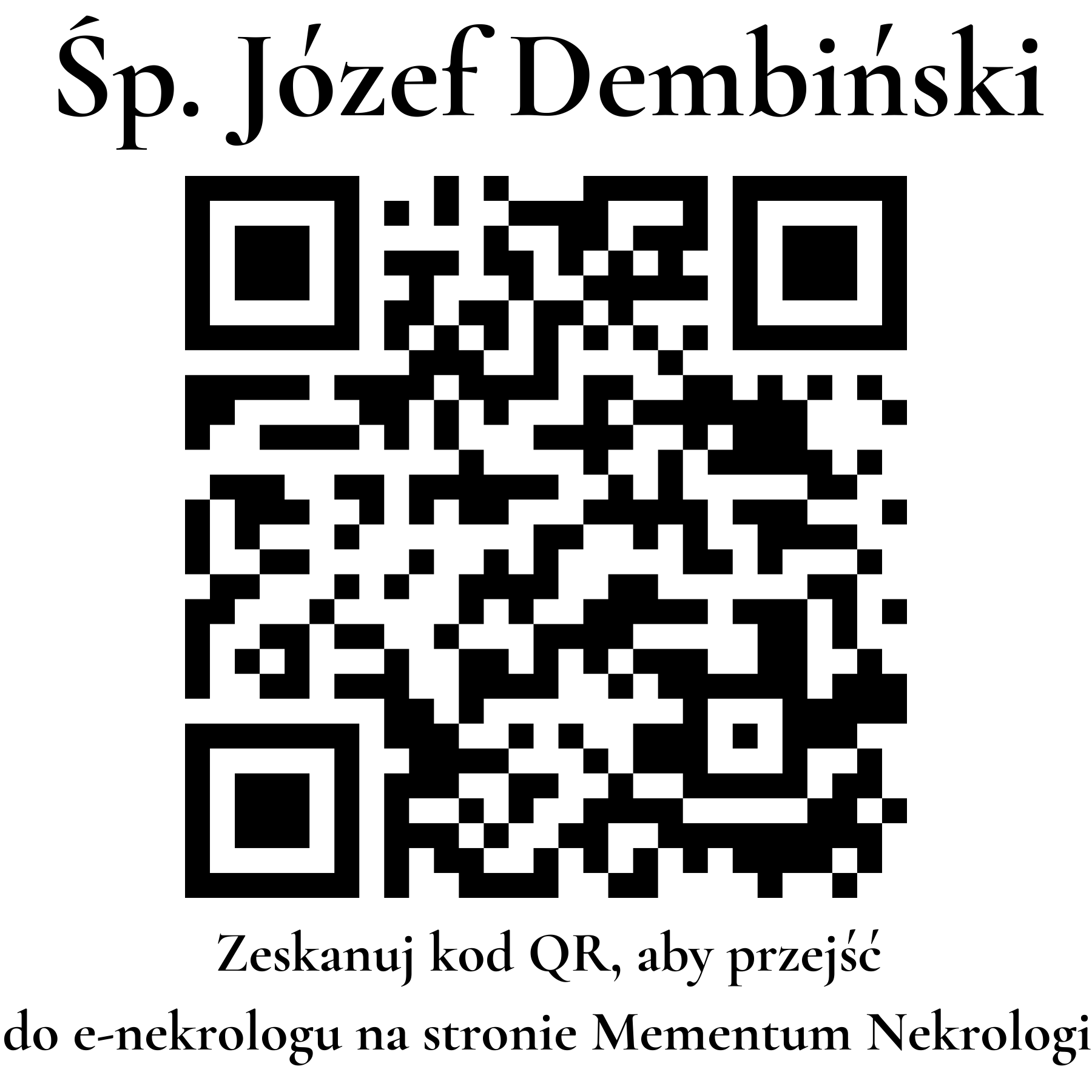 Kod QR do nekrologu Józef Dembiński Kod QR do nekrologu Józef Dembiński