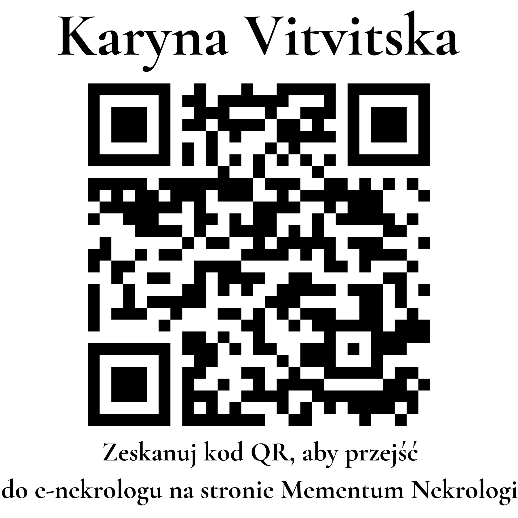 Kod QR do nekrologu Karyna Vitvitska