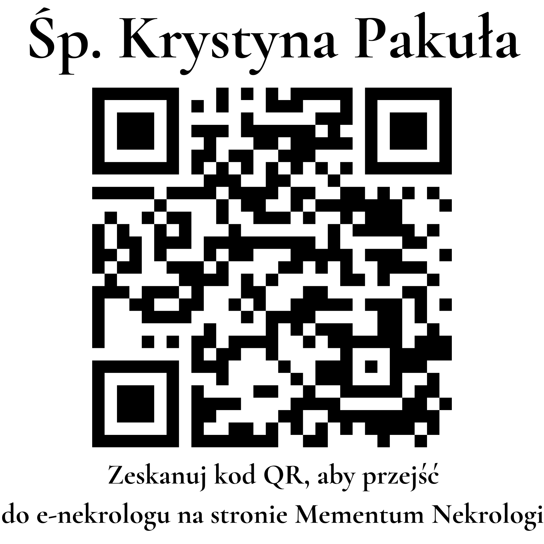 Kod QR do nekrologu Krystyna Pakuła