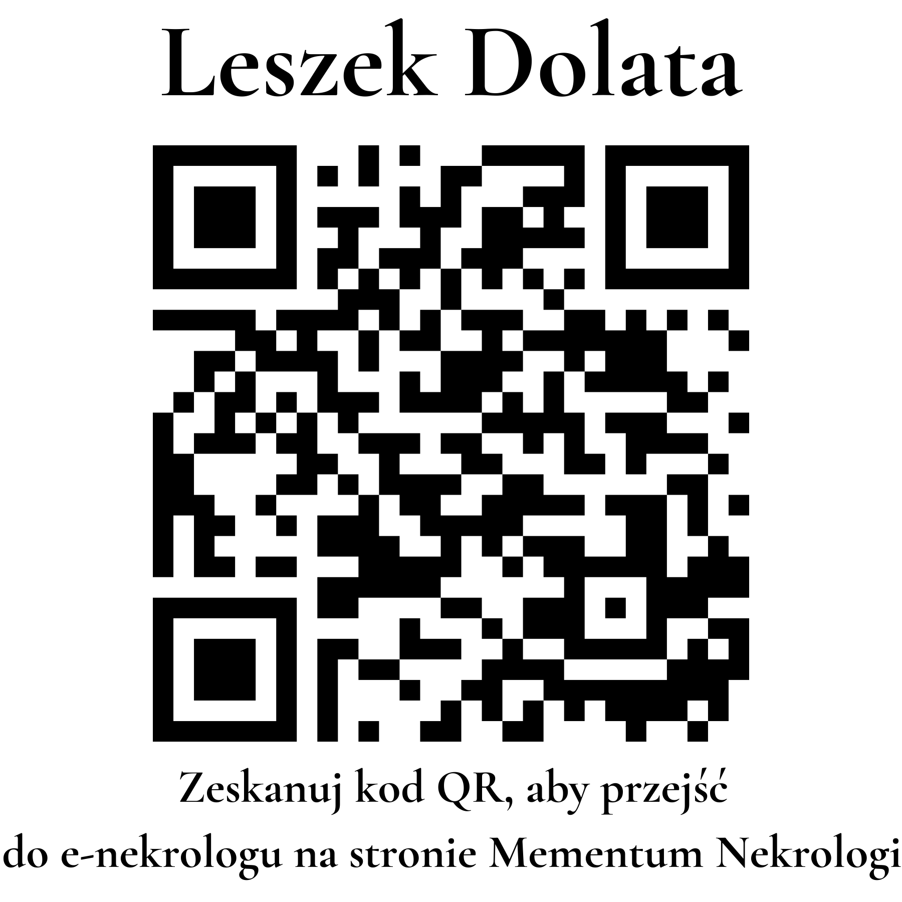 Kod QR do nekrologu Leszek Dolata Kod QR do nekrologu Leszek Dolata