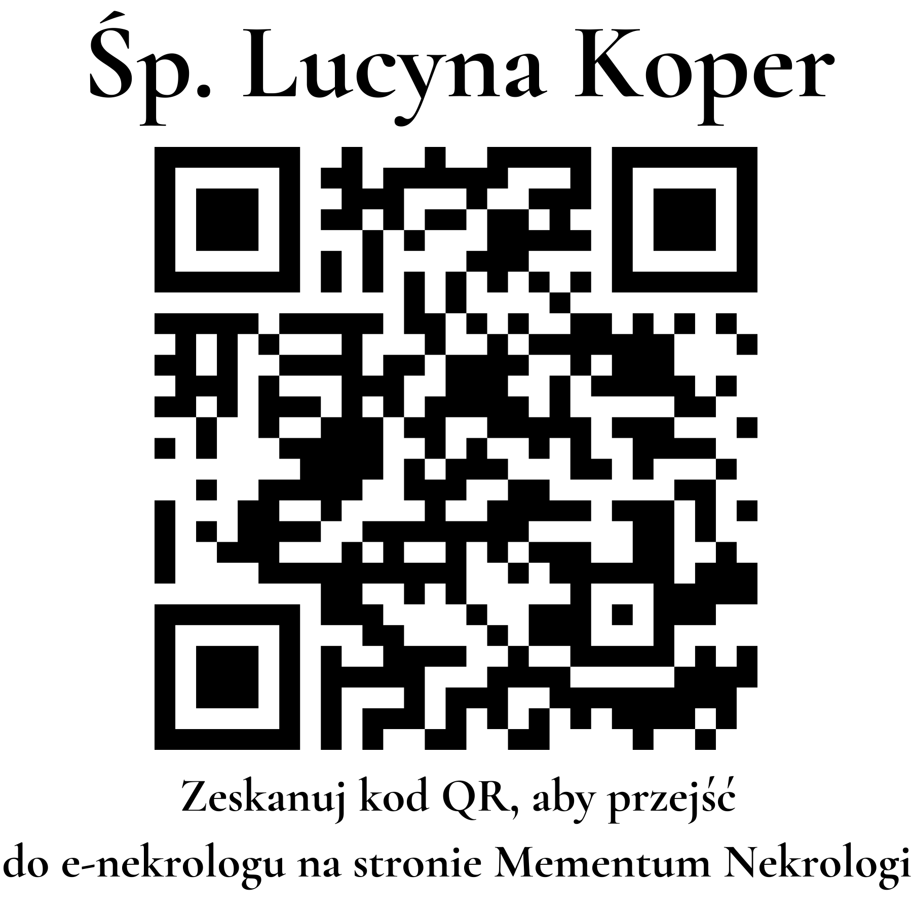 Kod QR do nekrologu Lucyna Koper