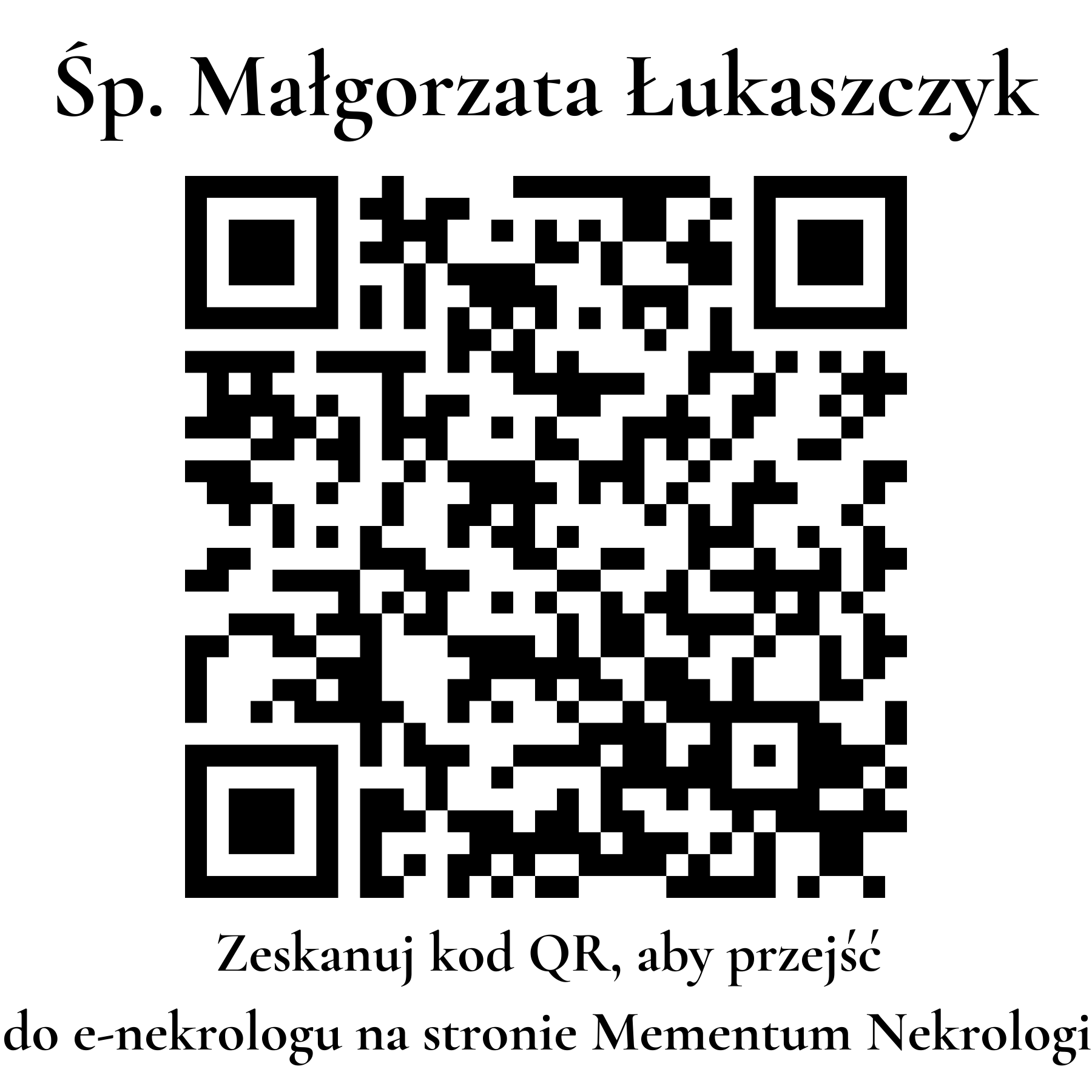 Kod QR do nekrologu Małgorzata Łukaszczyk