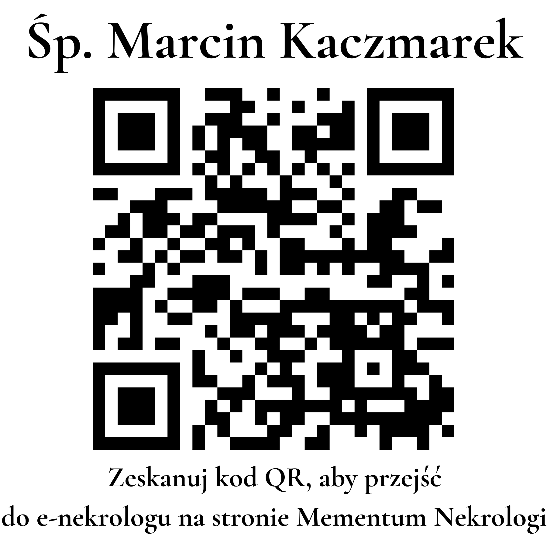 Kod QR do nekrologu Marcin Kaczmarek