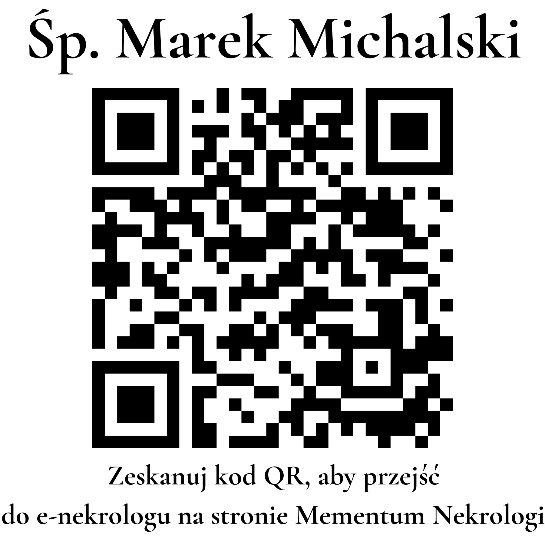 Kod QR do nekrologu Marek Michalski Kod QR do nekrologu Marek Michalski