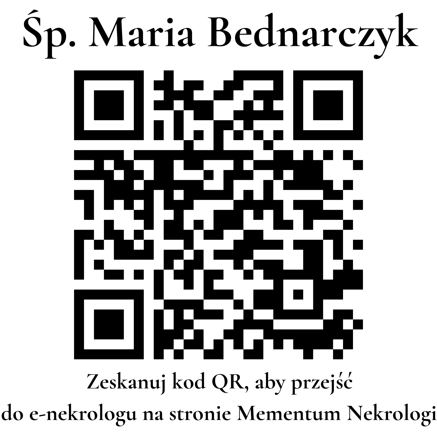 Kod QR do nekrologu Maria Bednarczyk Kod QR do nekrologu Maria Bednarczyk