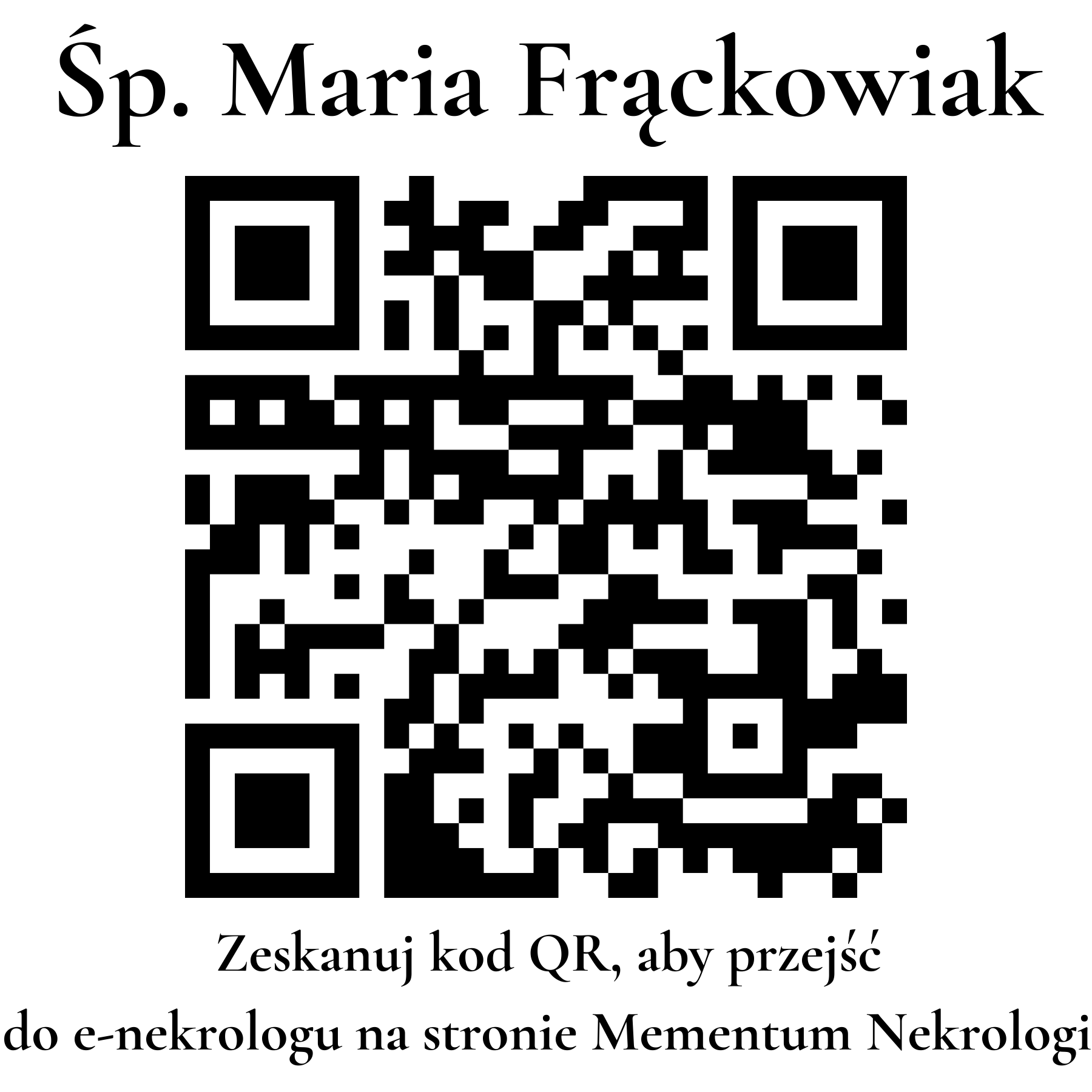 Kod QR do nekrologu Maria Frąckowiak Kod QR do nekrologu Maria Frąckowiak