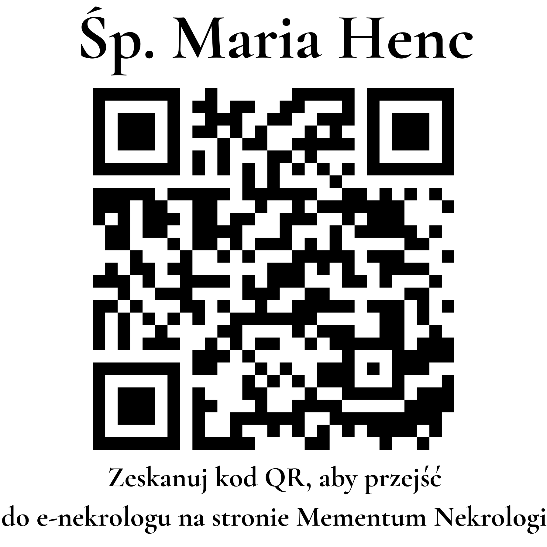 Kod QR do nekrologu Maria Henc