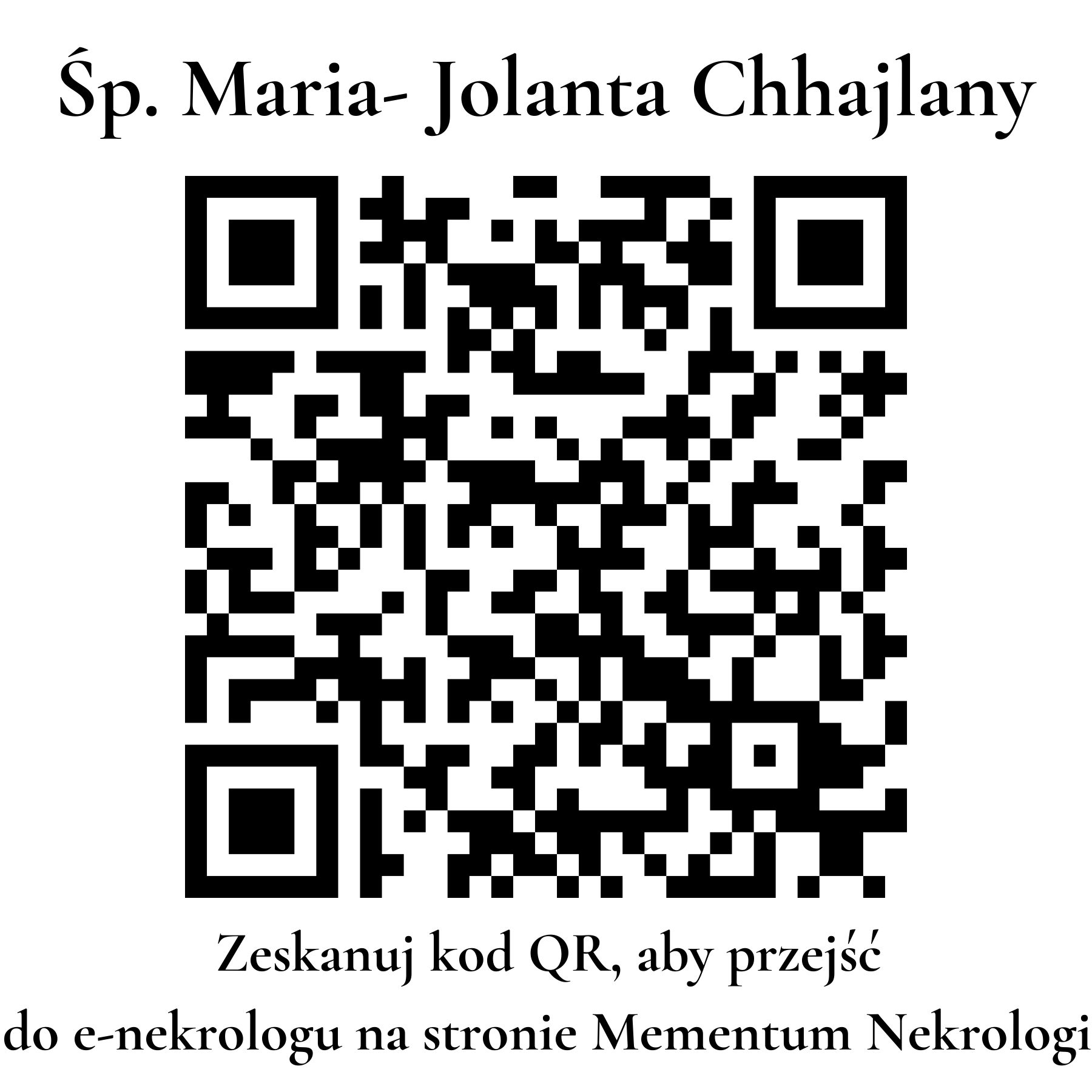 Kod QR do nekrologu Maria- Jolanta Chhajlany Kod QR do nekrologu Maria- Jolanta Chhajlany