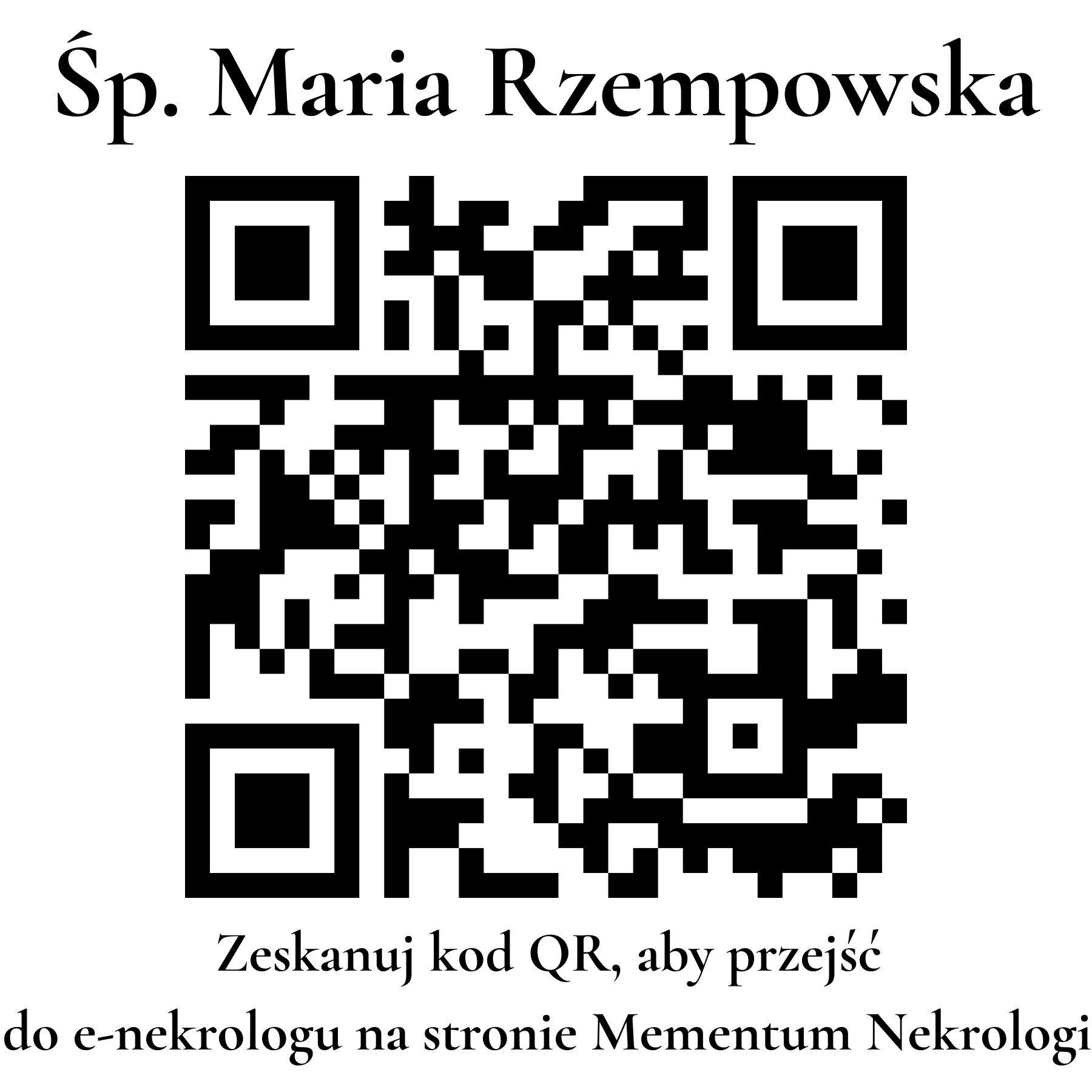 Kod QR do nekrologu Maria Rzempowska Kod QR do nekrologu Maria Rzempowska