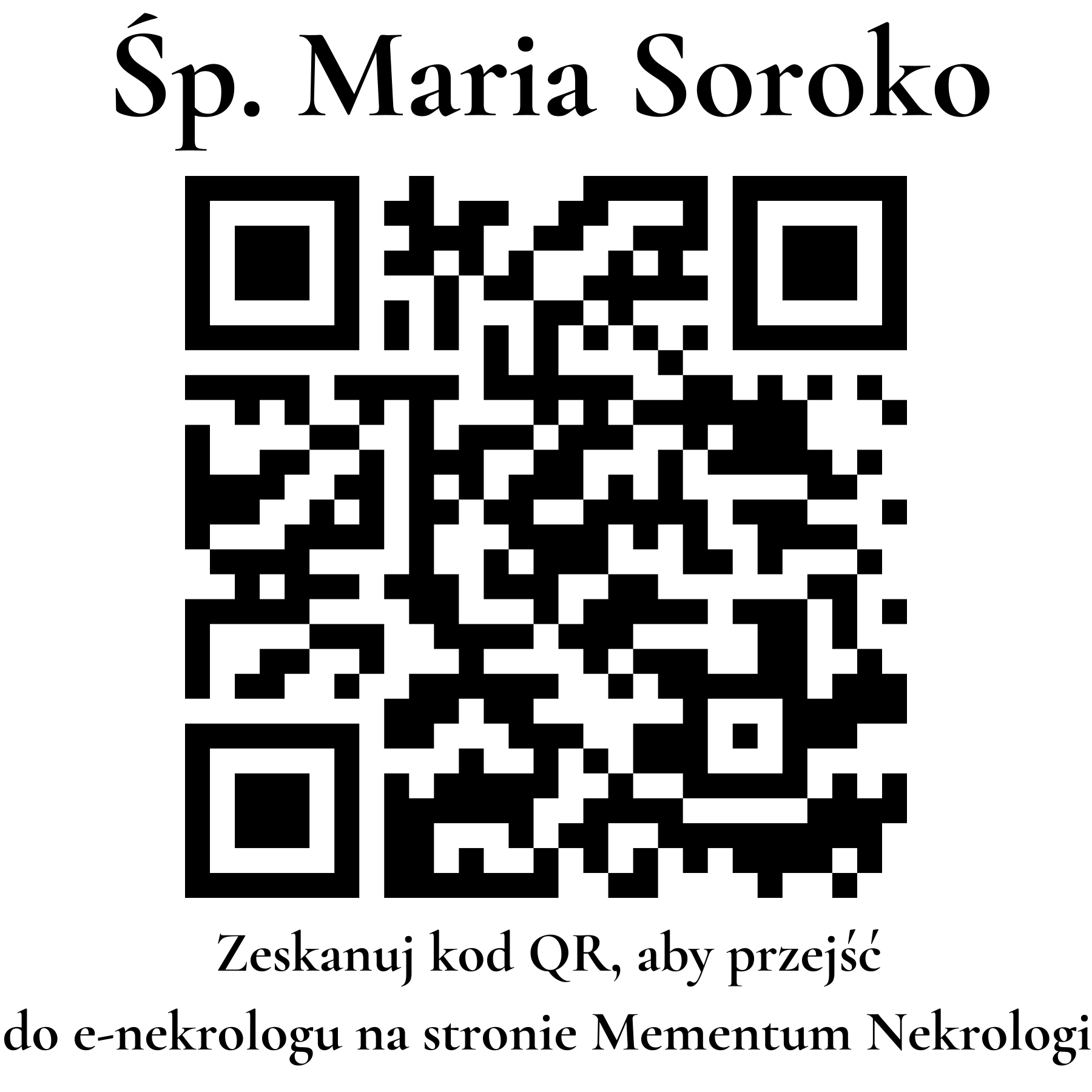 Kod QR do nekrologu Maria Soroko
