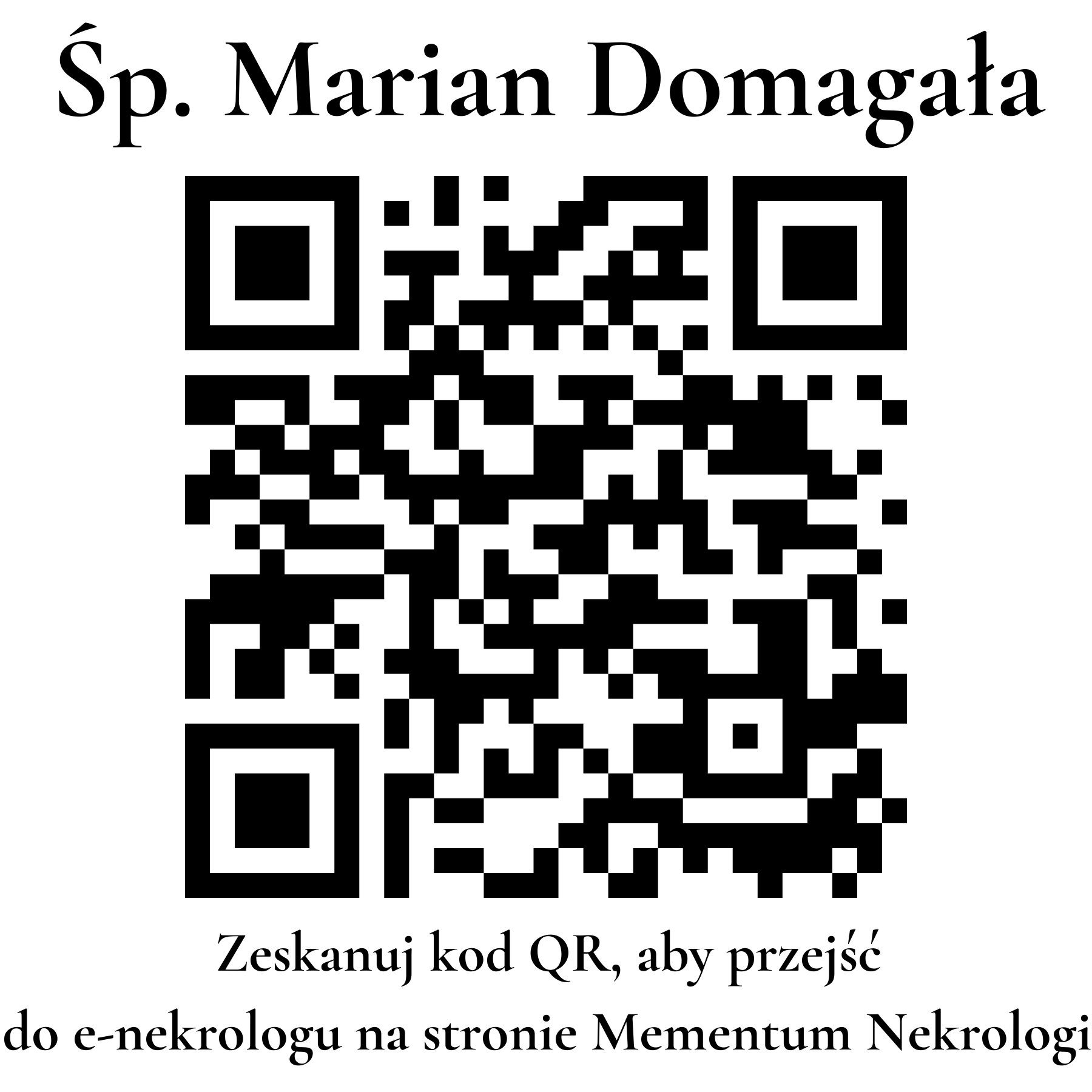 Kod QR do nekrologu Marian Domagała